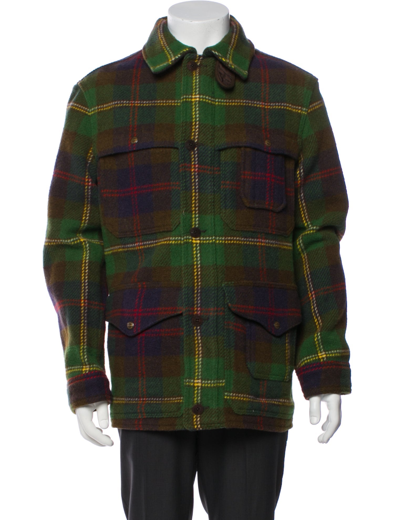 Polo Ralph Lauren Wool Plaid Print Utility Jacket