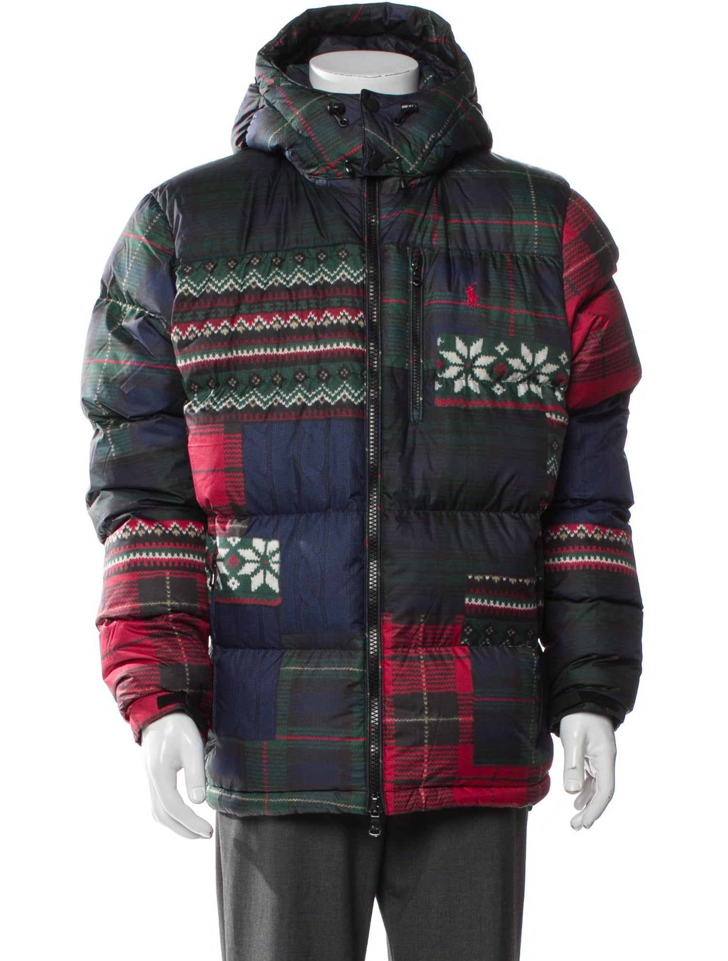 Polo Ralph Lauren Plaid Print Puffer Coat w/ Tags