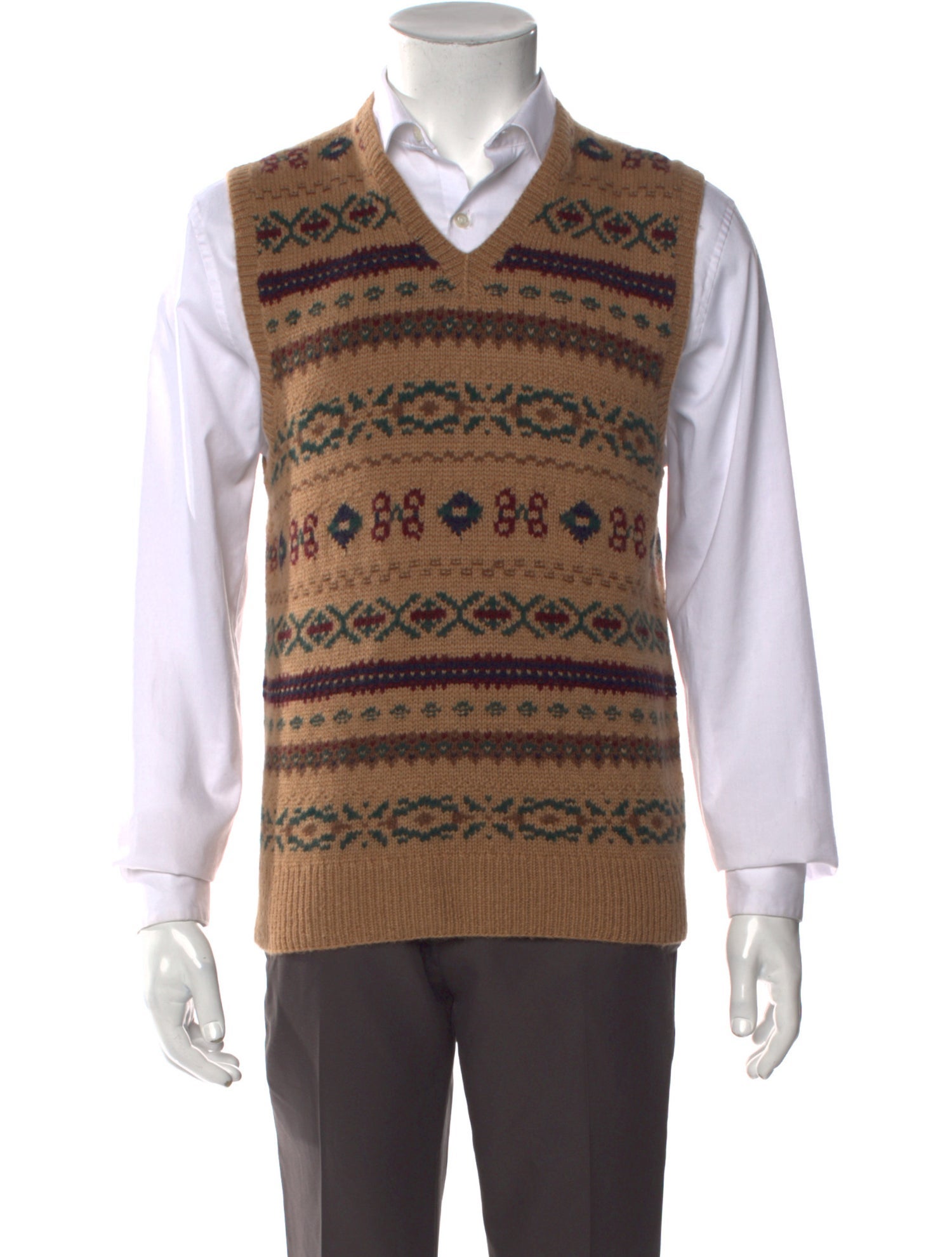 Polo Ralph Lauren Camel Hair Printed Sweater Vest