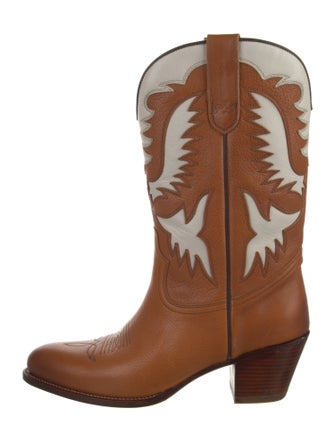 Polo Ralph Lauren Leather Embroidered Accent Western Boots