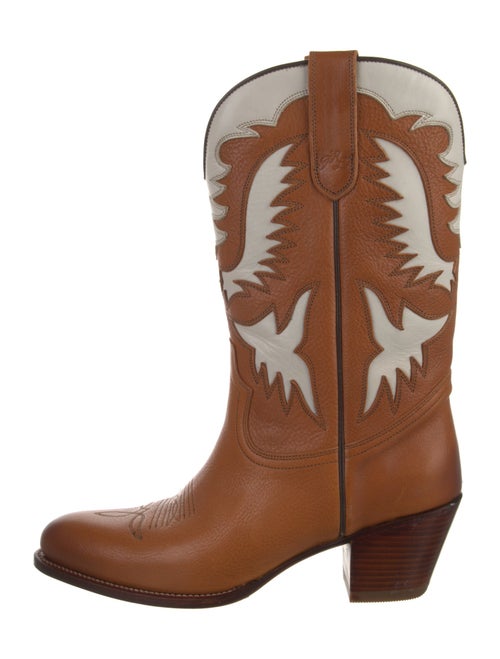 Polo Ralph Lauren Leather Embroidered Accent Western Boots