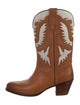 Polo Ralph Lauren Leather Embroidered Accent Western Boots