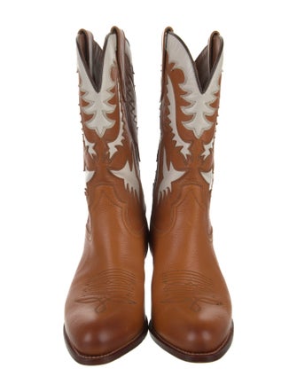 Polo Ralph Lauren Leather Embroidered Accent Western Boots