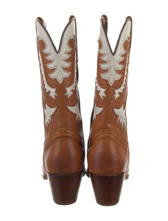 Polo Ralph Lauren Leather Embroidered Accent Western Boots