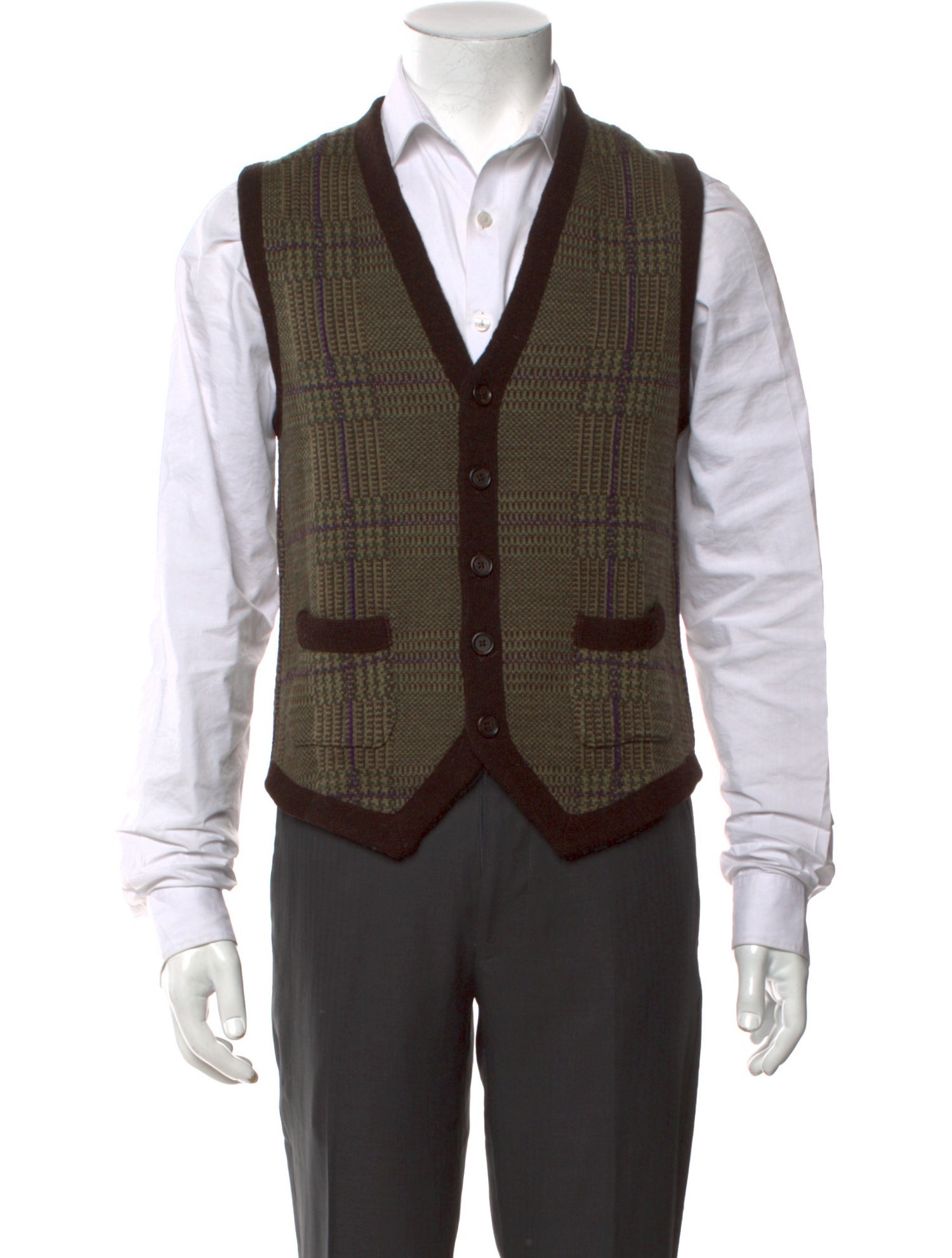 Polo Ralph Lauren Wool Plaid Print Sweater Vest
