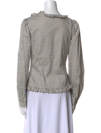 Polo Ralph Lauren Plaid Print V-Neck Button-Up Top