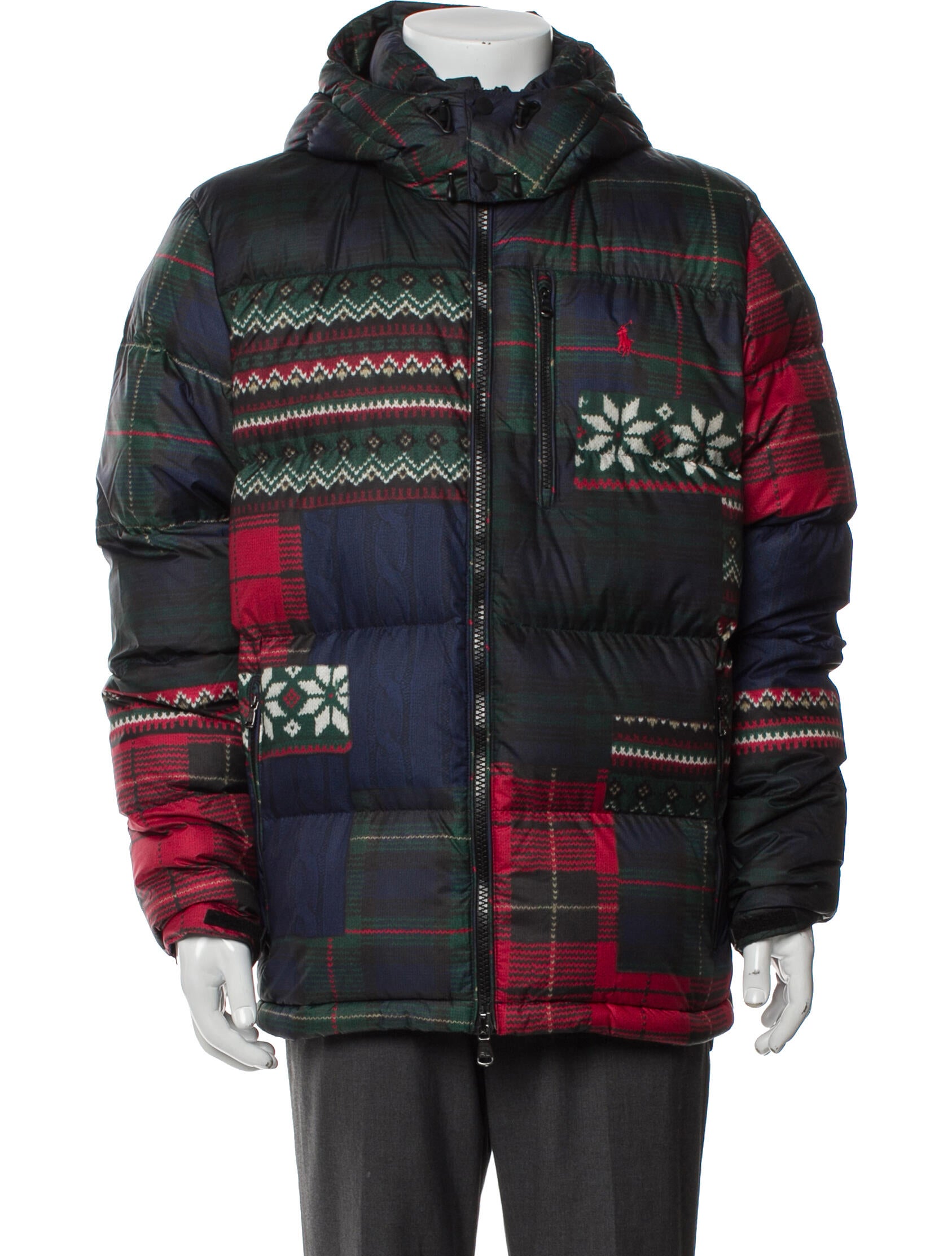 Polo Ralph Lauren Plaid Print Puffer Coat w/ Tags