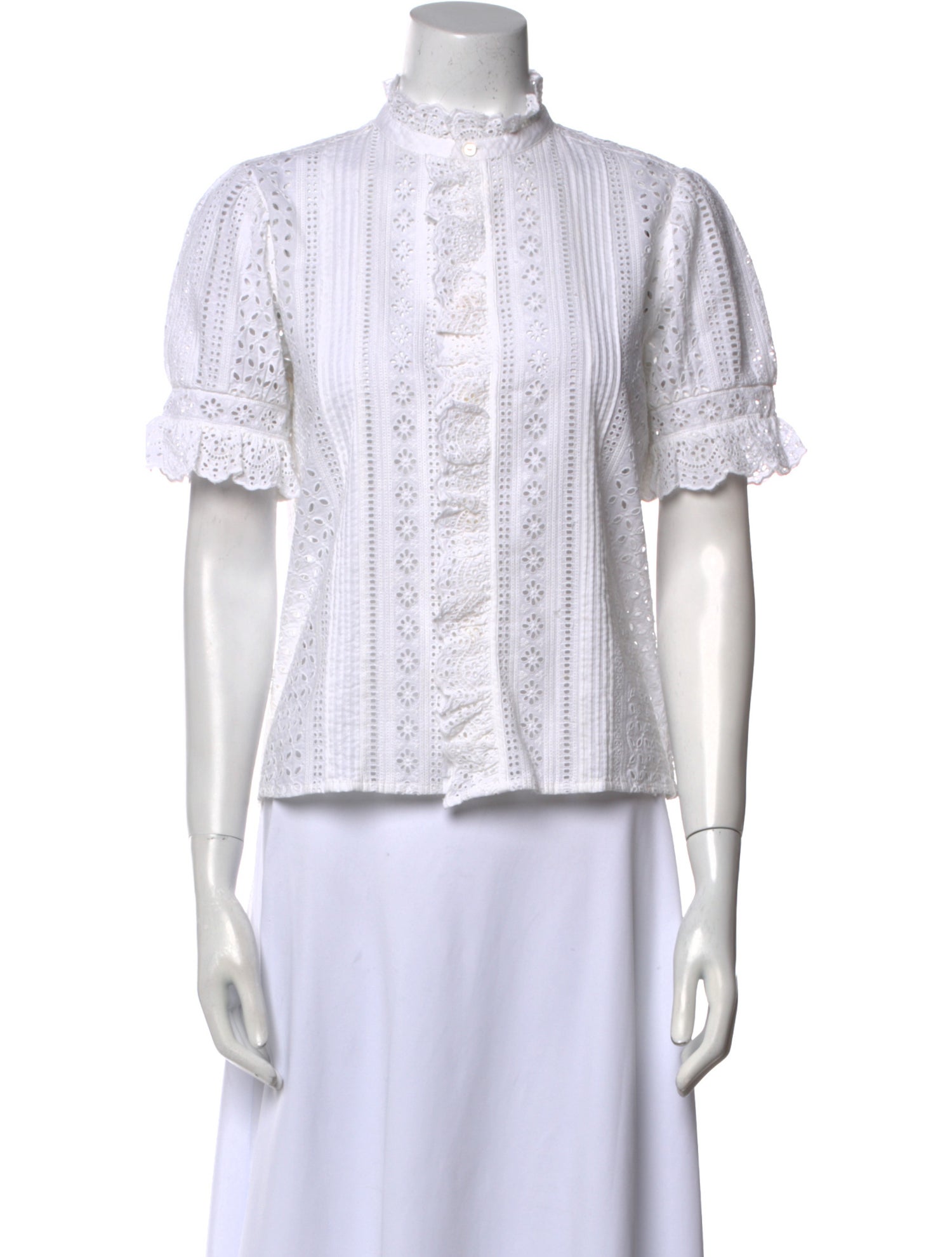 Polo Ralph Lauren Lace Pattern Mock Neck Blouse