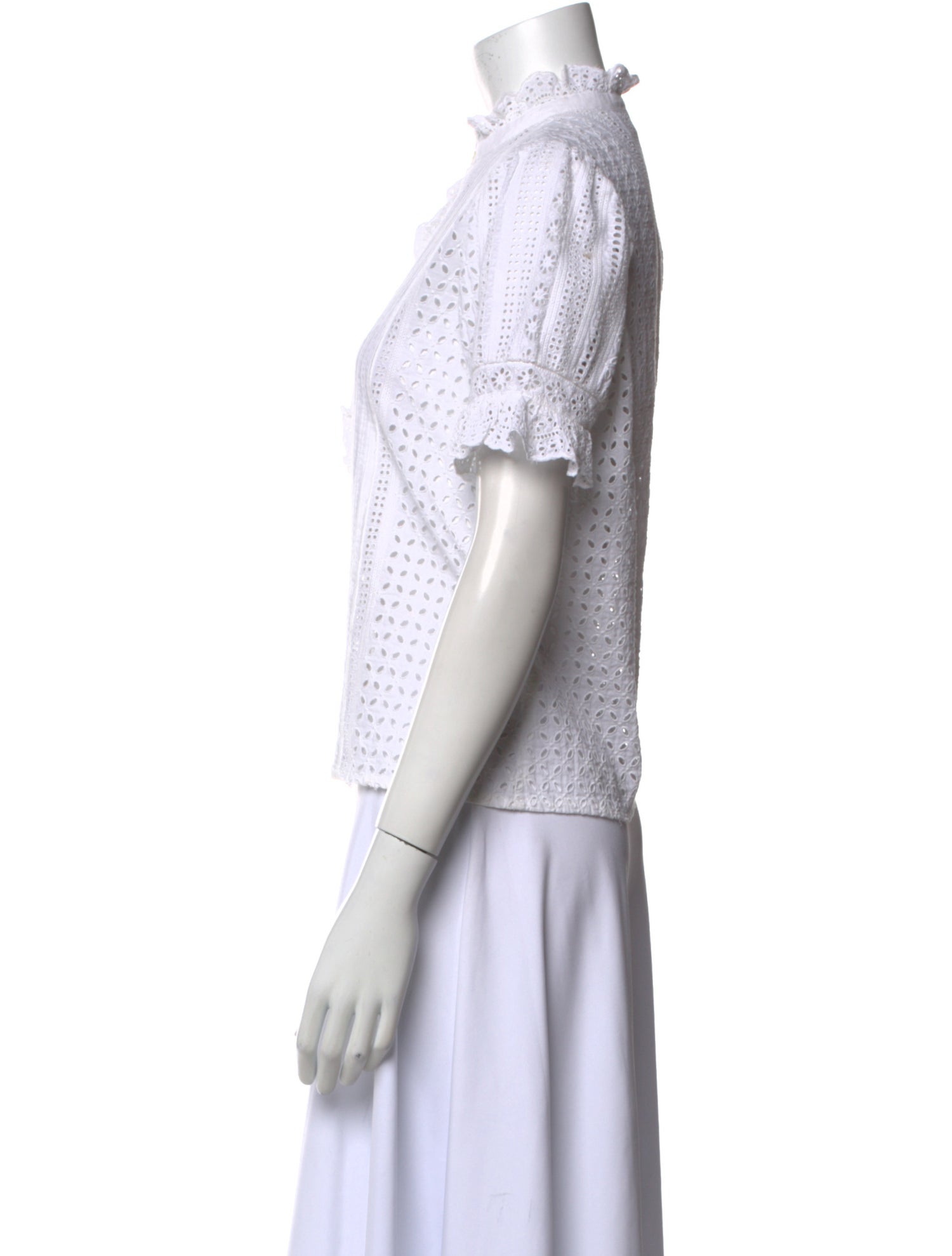 Polo Ralph Lauren Lace Pattern Mock Neck Blouse