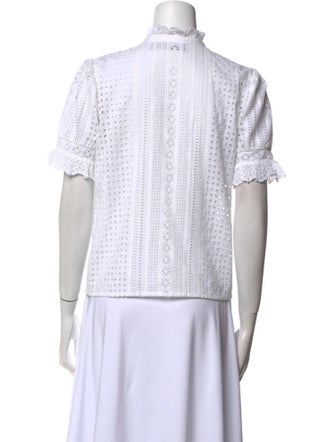 Polo Ralph Lauren Lace Pattern Mock Neck Blouse