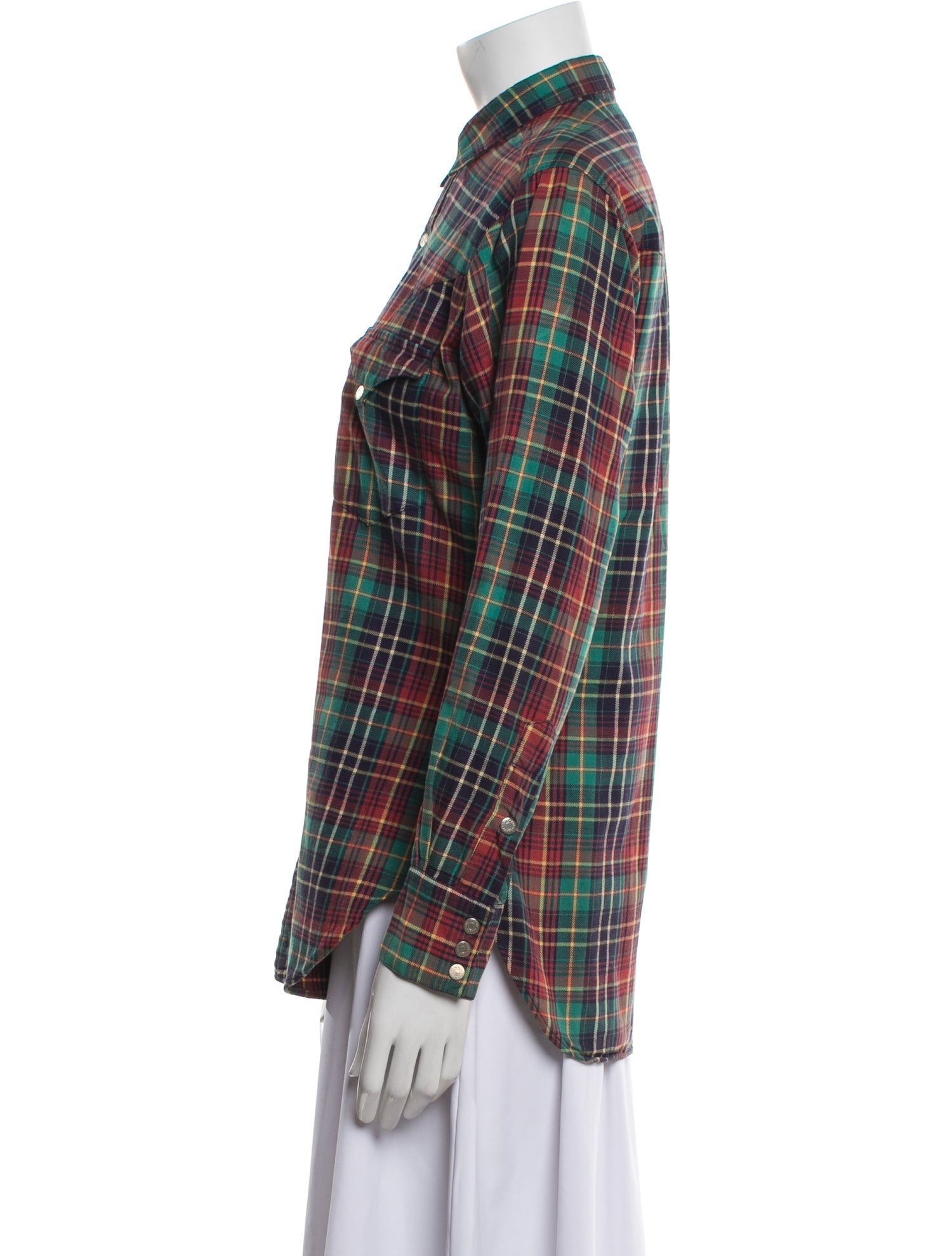 Polo Ralph Lauren Vintage Plaid Print Button-Up Top