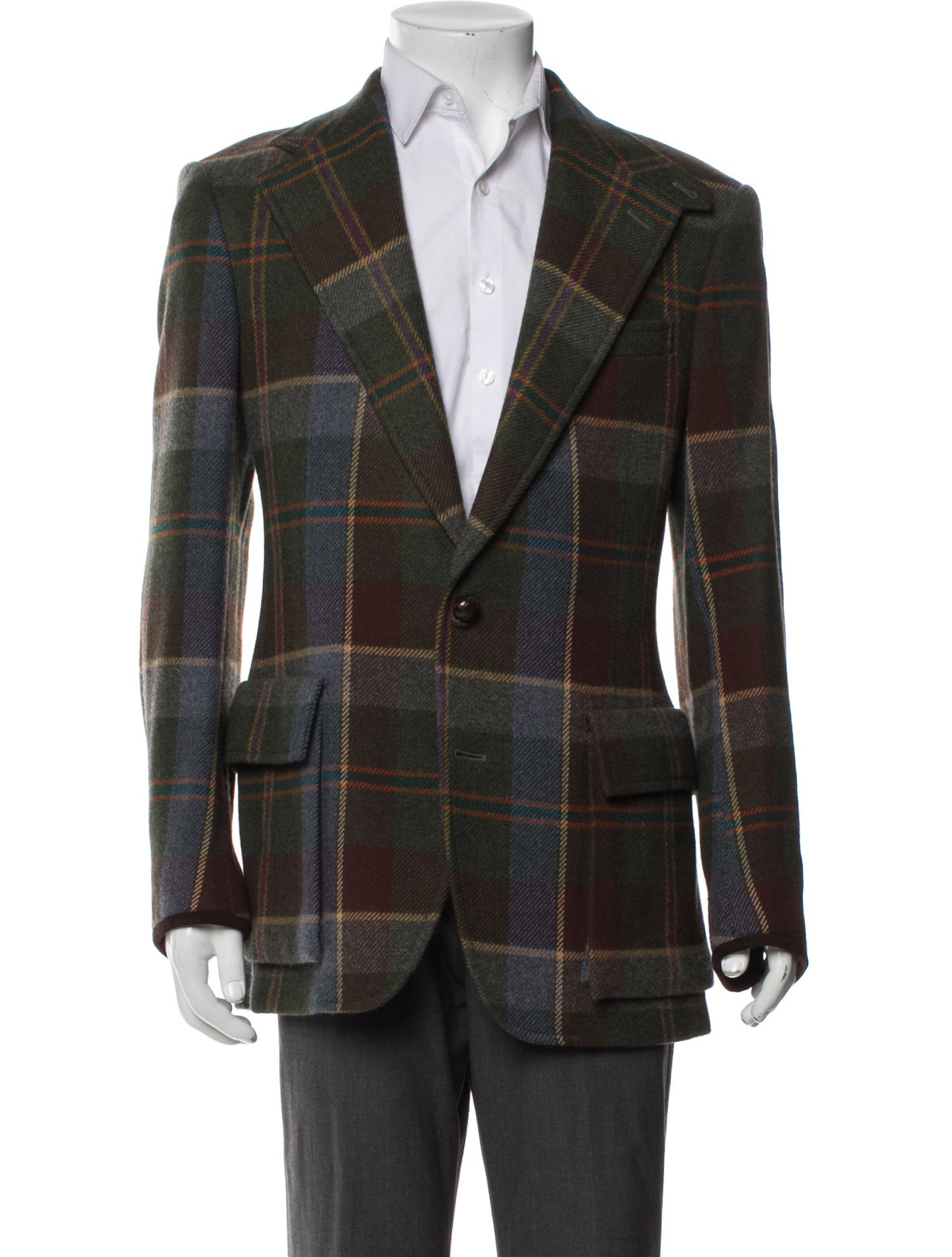 Polo Ralph Lauren Virgin Wool Plaid Print Peacoat