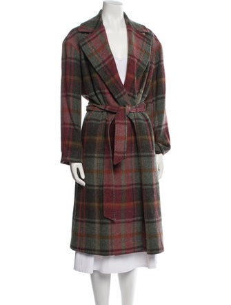 Polo Ralph Lauren Wool Plaid Print Trench Coat