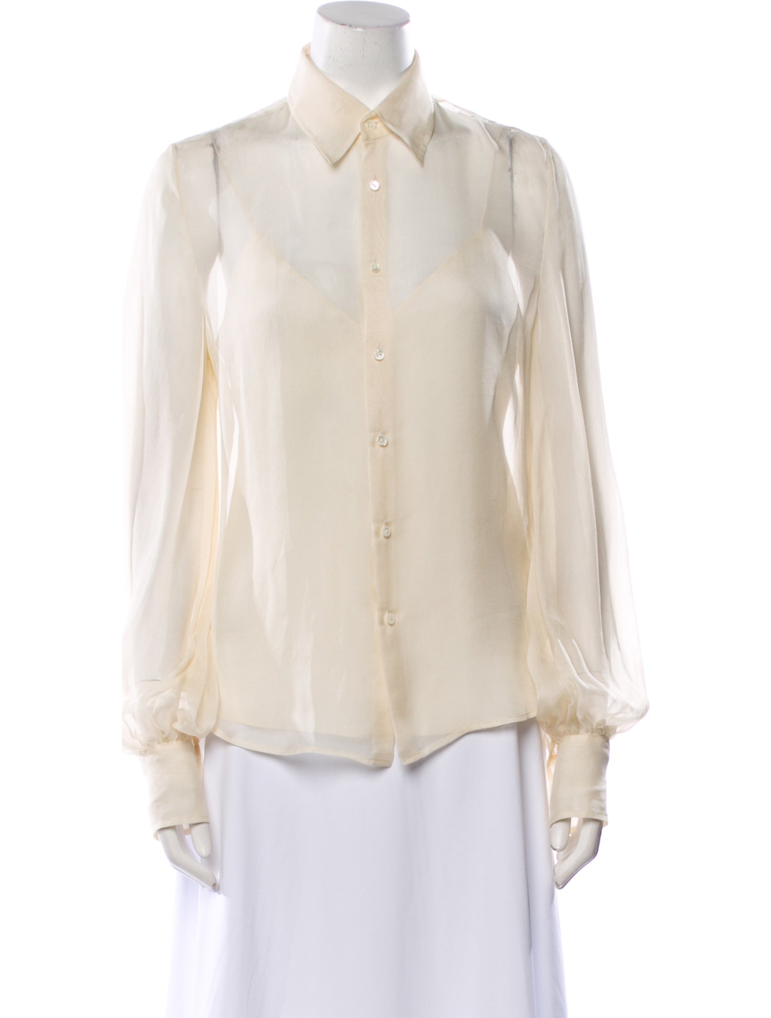 Polo Ralph Lauren Silk Long Sleeve Button-Up Top