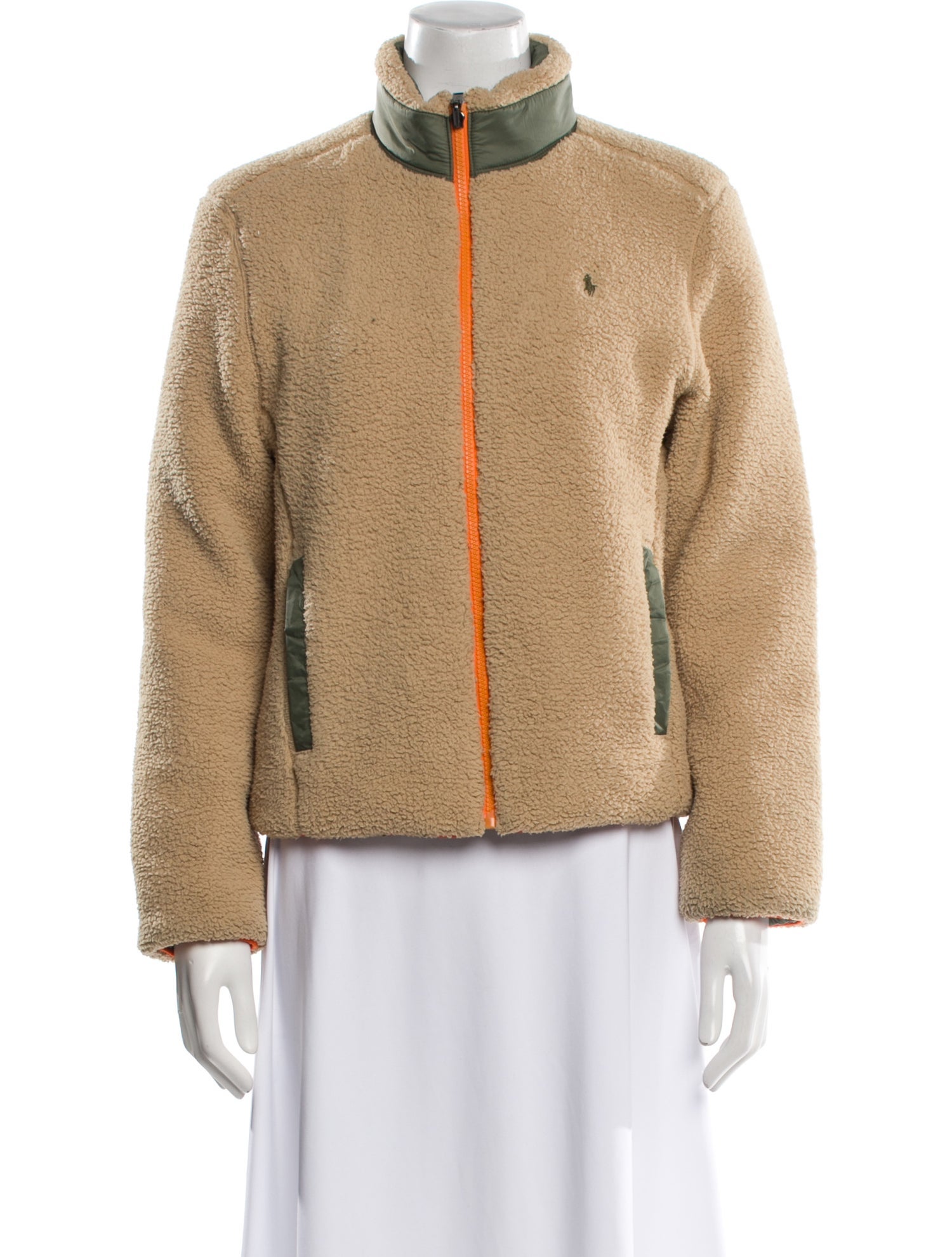 Polo Ralph Lauren Colorblock Pattern Faux Fur Jacket