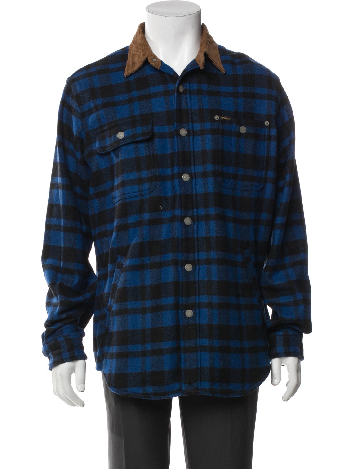 Polo Ralph Lauren Wool Plaid Print Denim Jacket