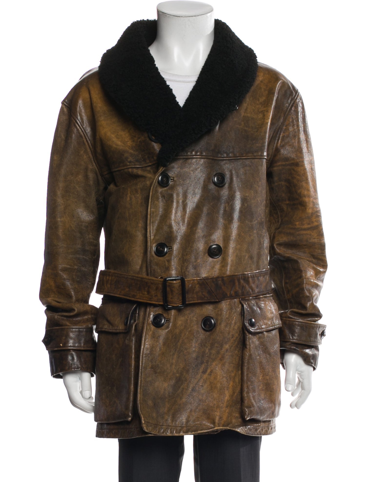 Polo Ralph Lauren Leather Colorblock Pattern Peacoat