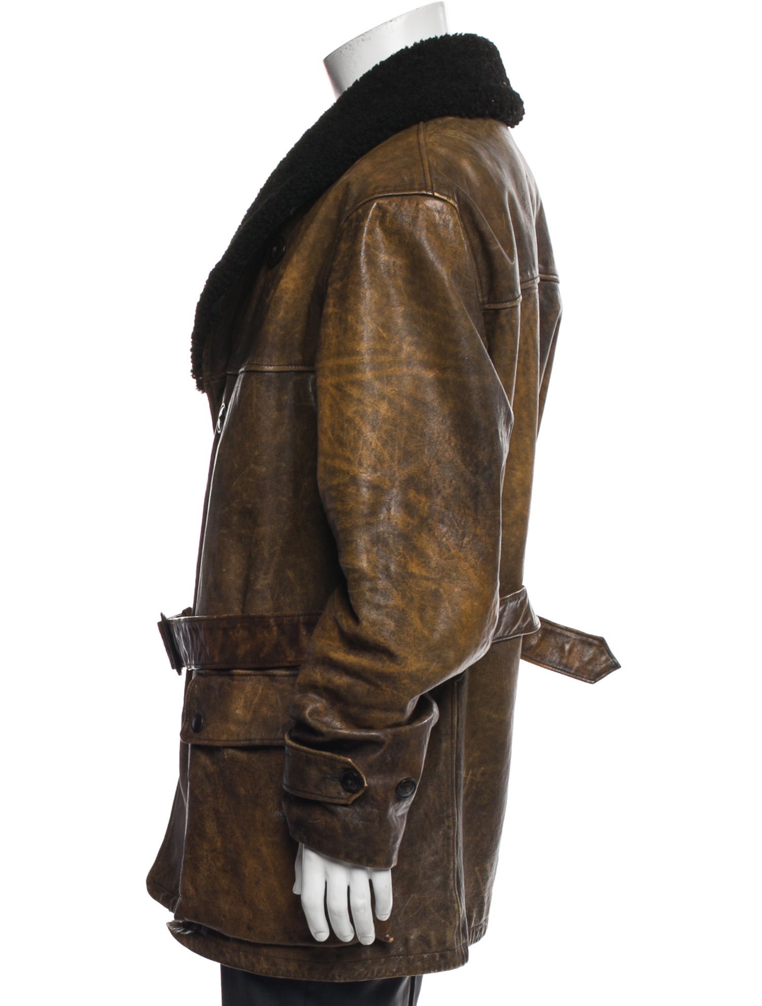 Polo Ralph Lauren Leather Colorblock Pattern Peacoat