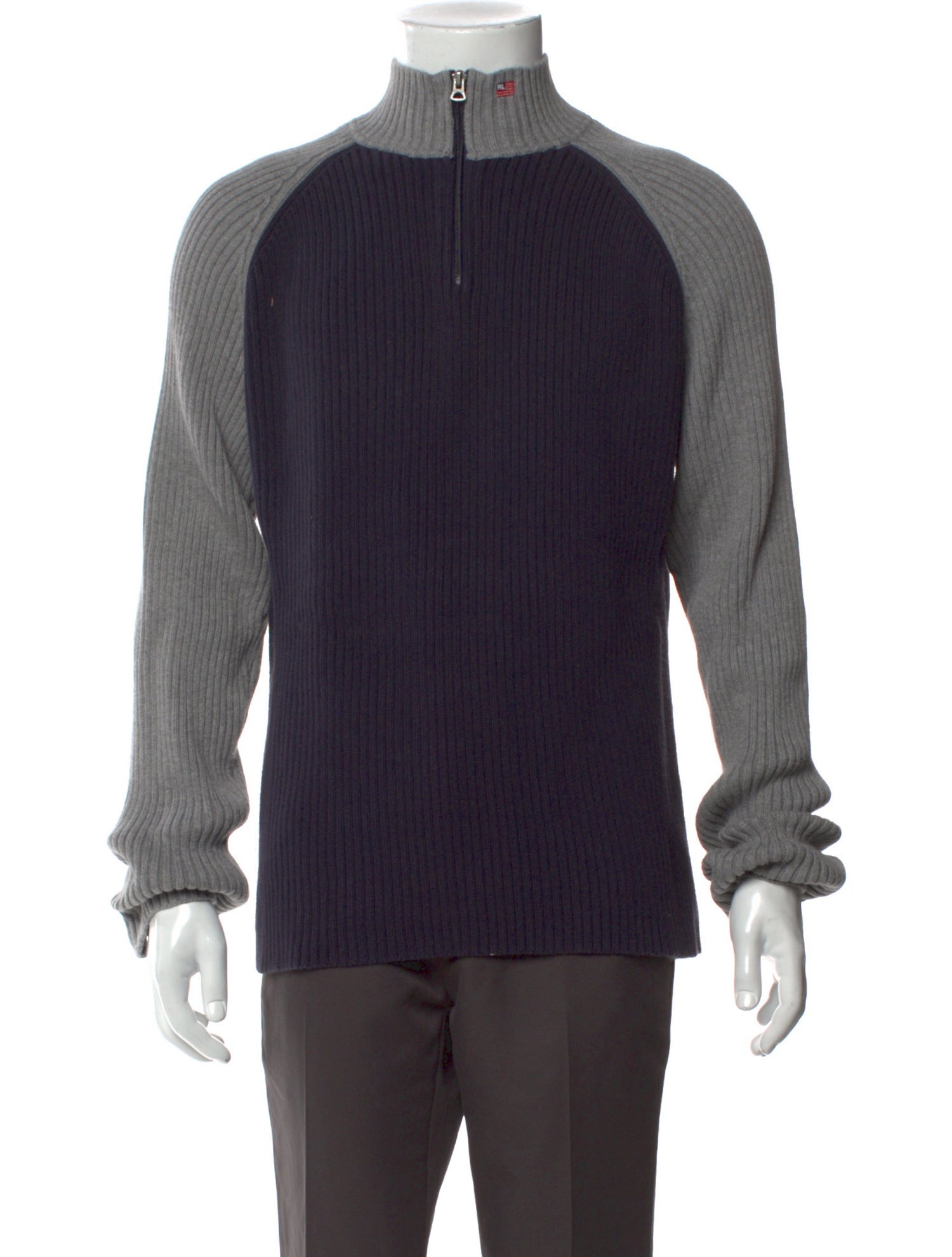 Polo Ralph Lauren Colorblock Pattern Mock Neck Polo Sweater