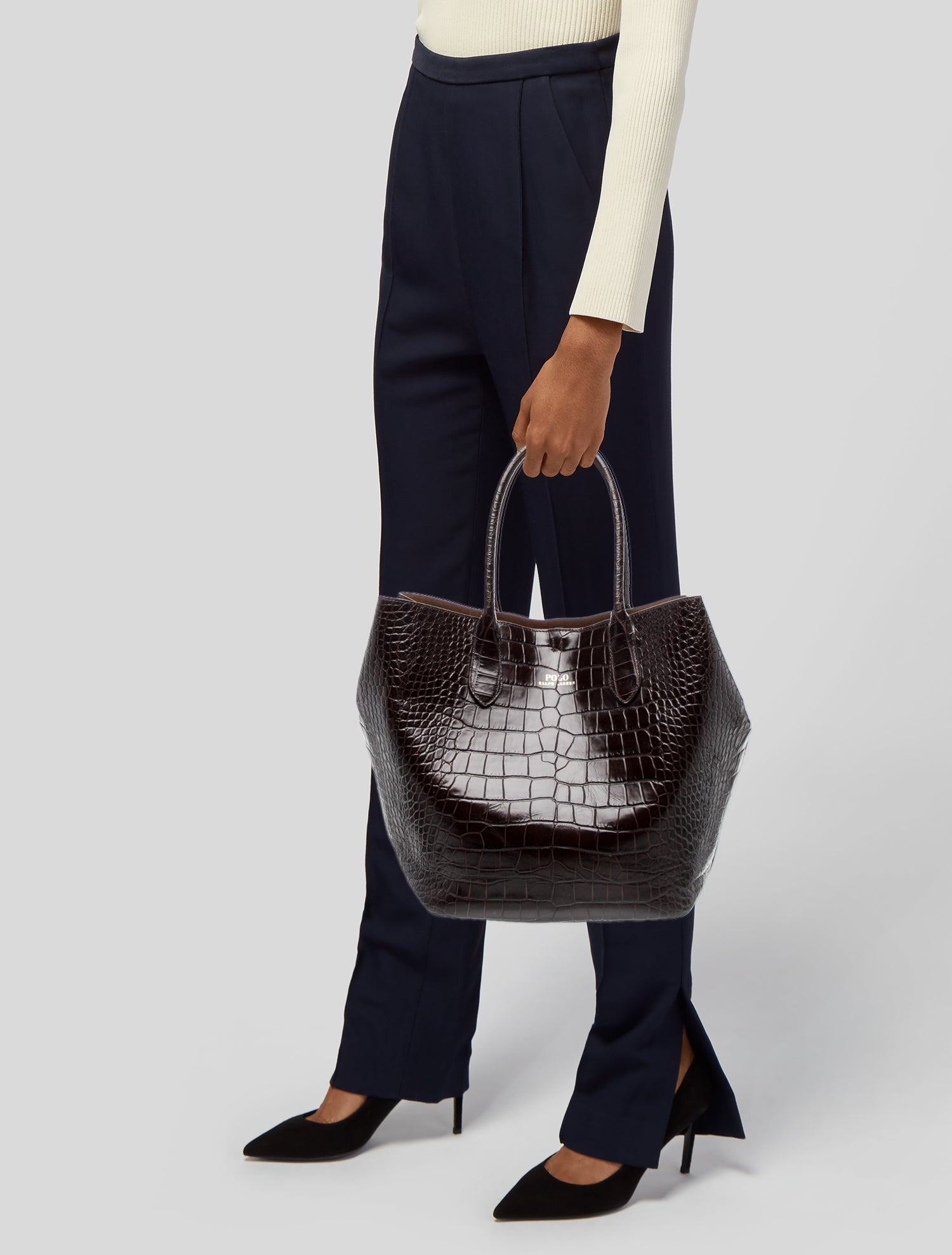 Polo Ralph Lauren Embossed Leather Bucket Bag