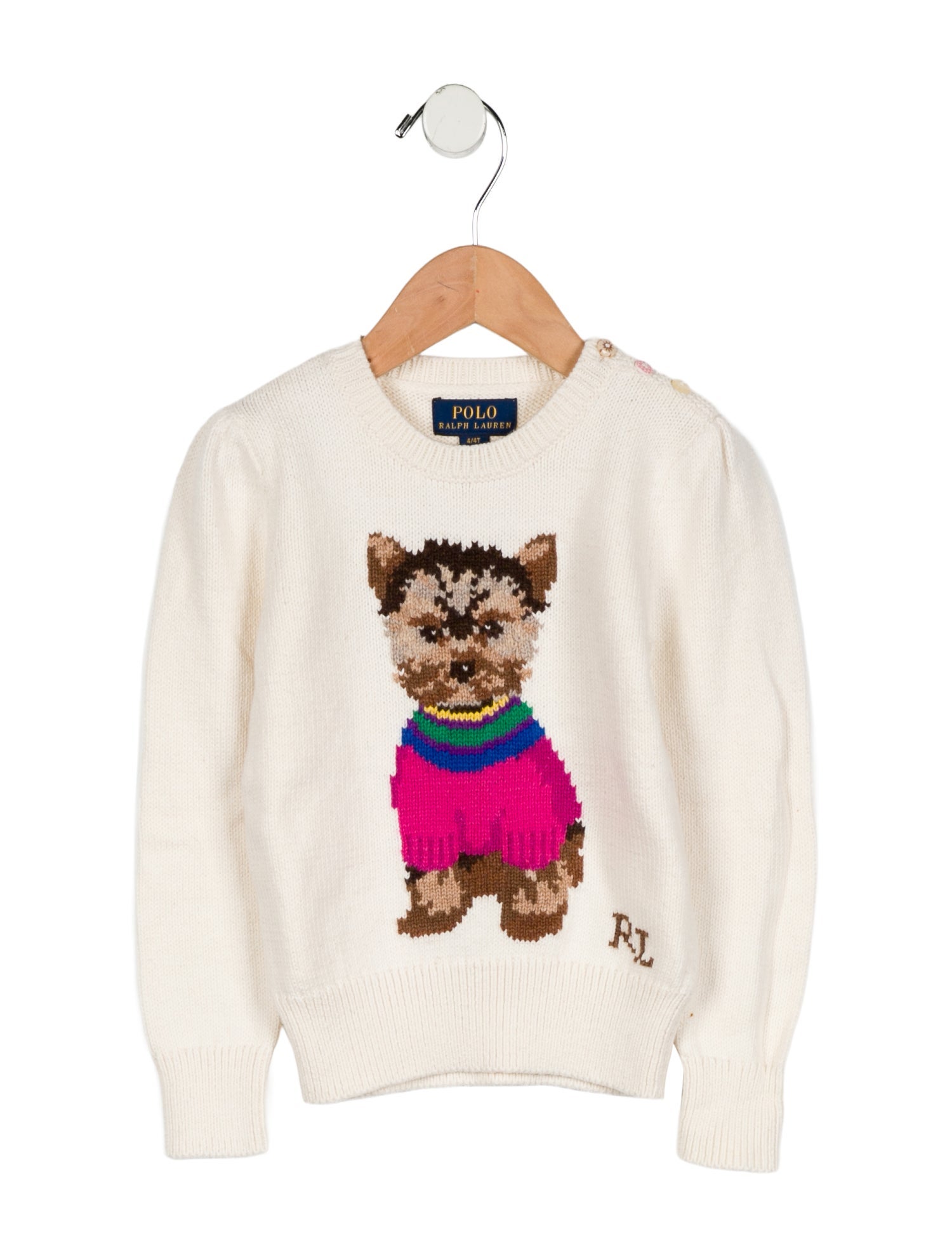 Polo Ralph Lauren Girls' Knit Dog Graphic Sweater