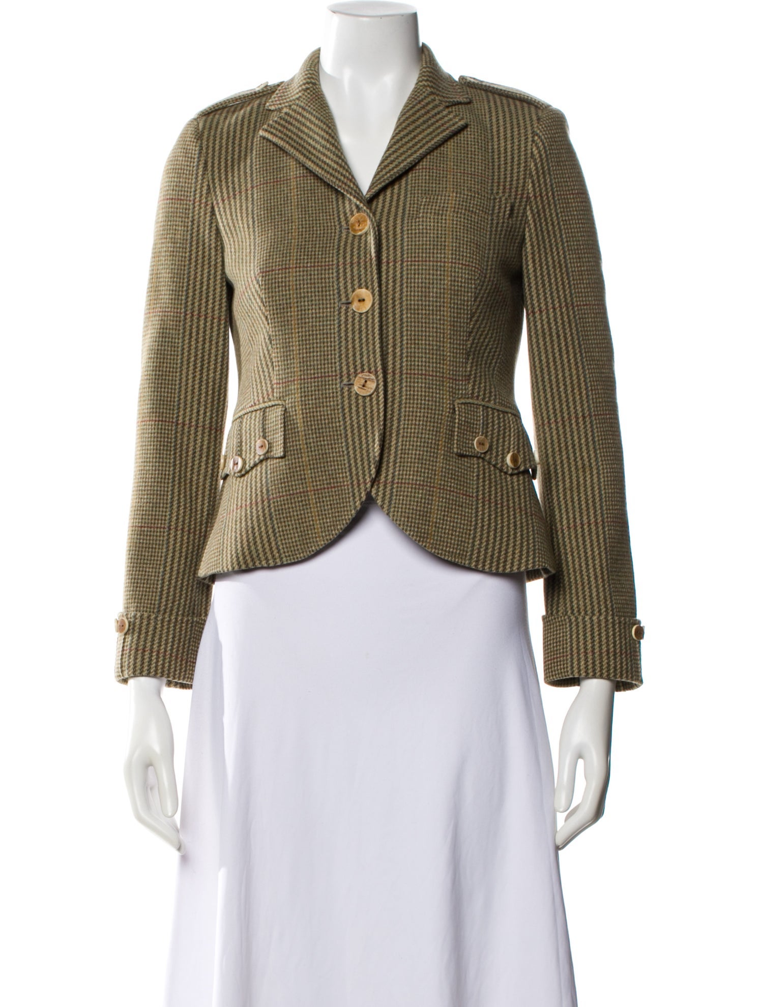 Ralph Lauren Wool Plaid Print Blazer