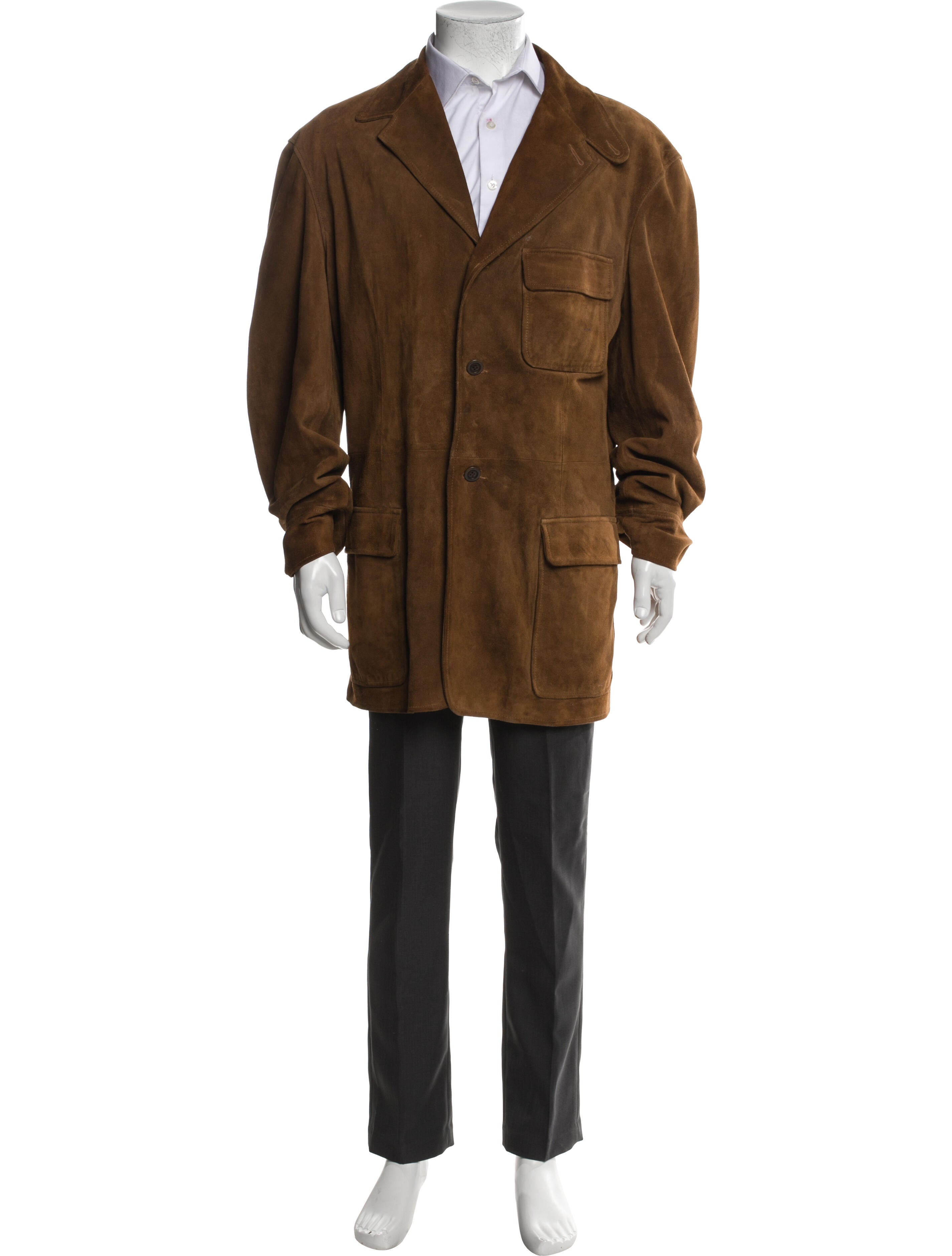 Polo Ralph Lauren Leather Plaid Print Overcoat