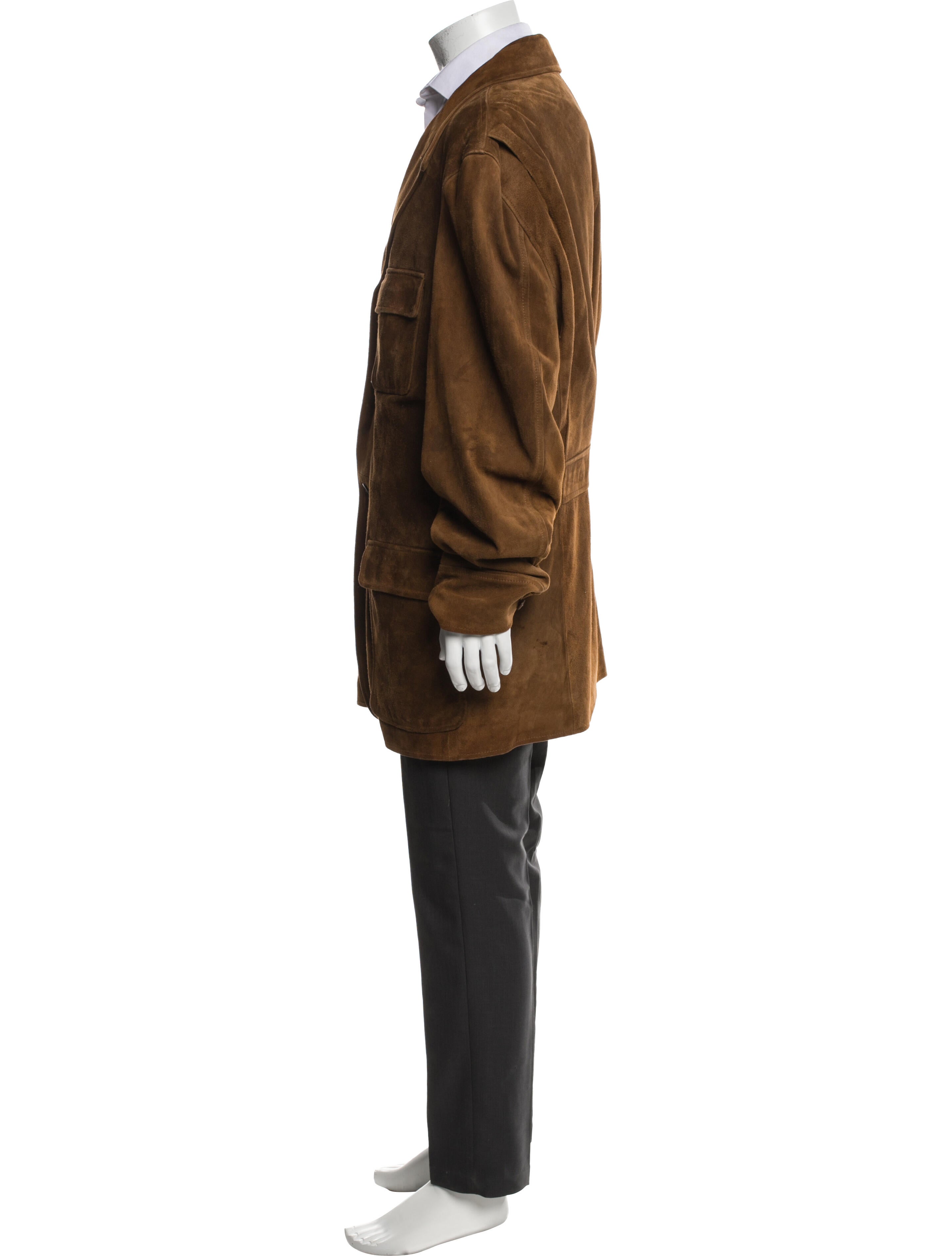 Polo Ralph Lauren Leather Plaid Print Overcoat