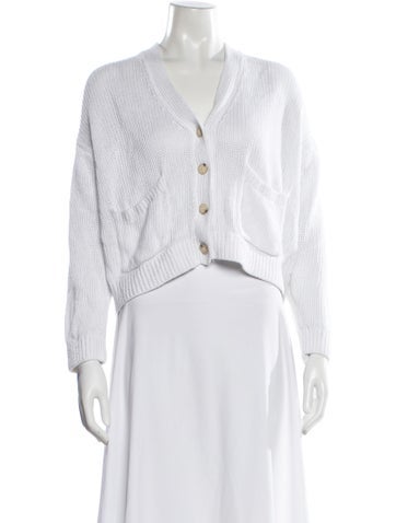 Pre-owned Polo Ralph Lauren Linen V-neck Sweater In White