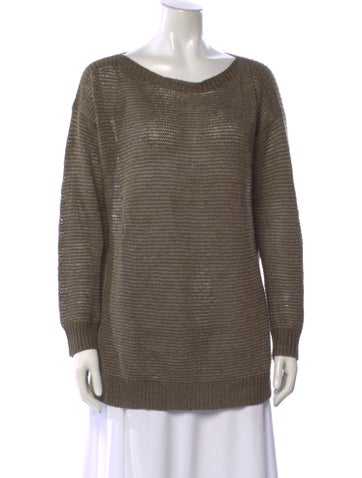 Pre-owned Polo Ralph Lauren Linen Scoop Neck Sweater In Brown