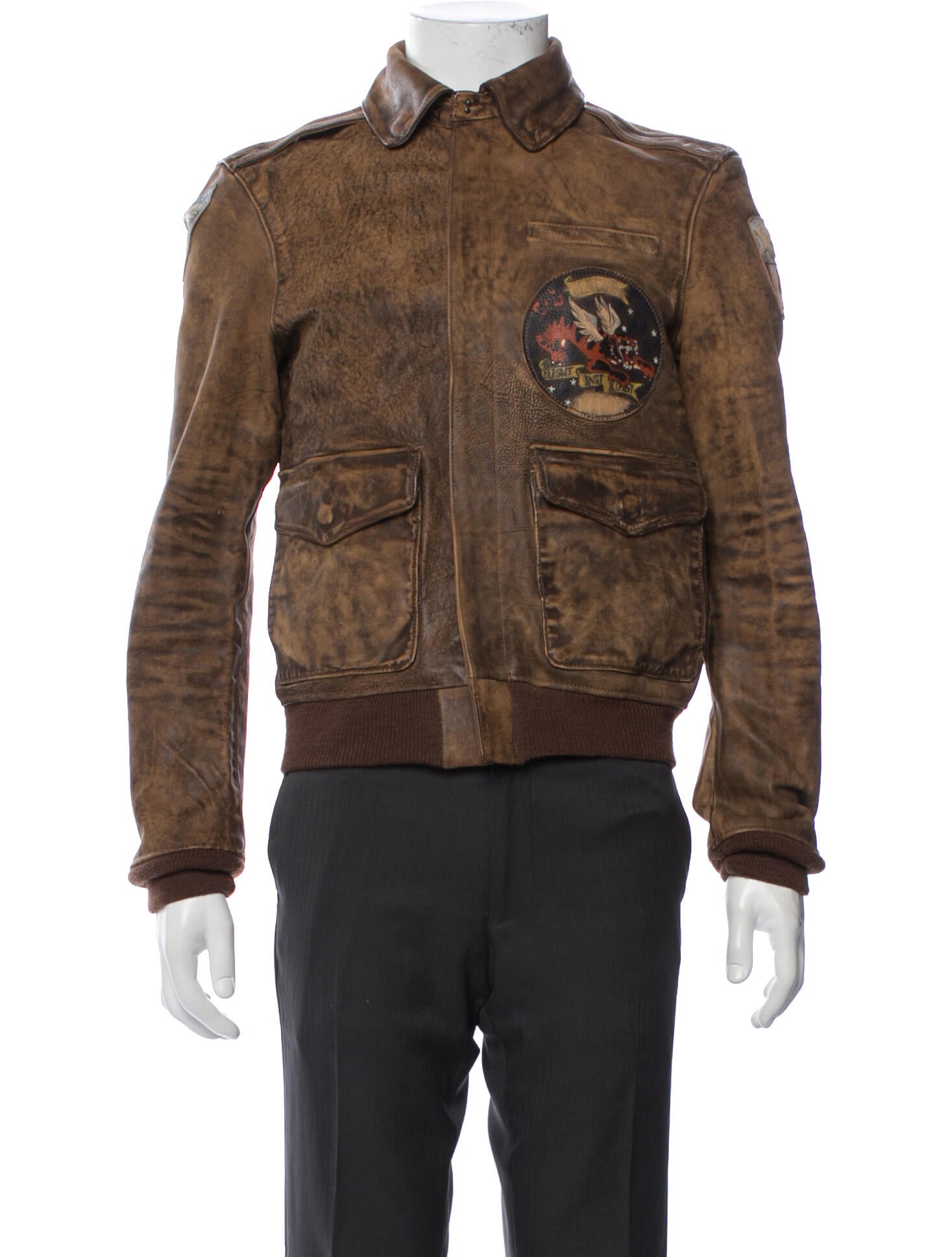Polo Ralph Lauren Leather Graphic Print Utility Jacket