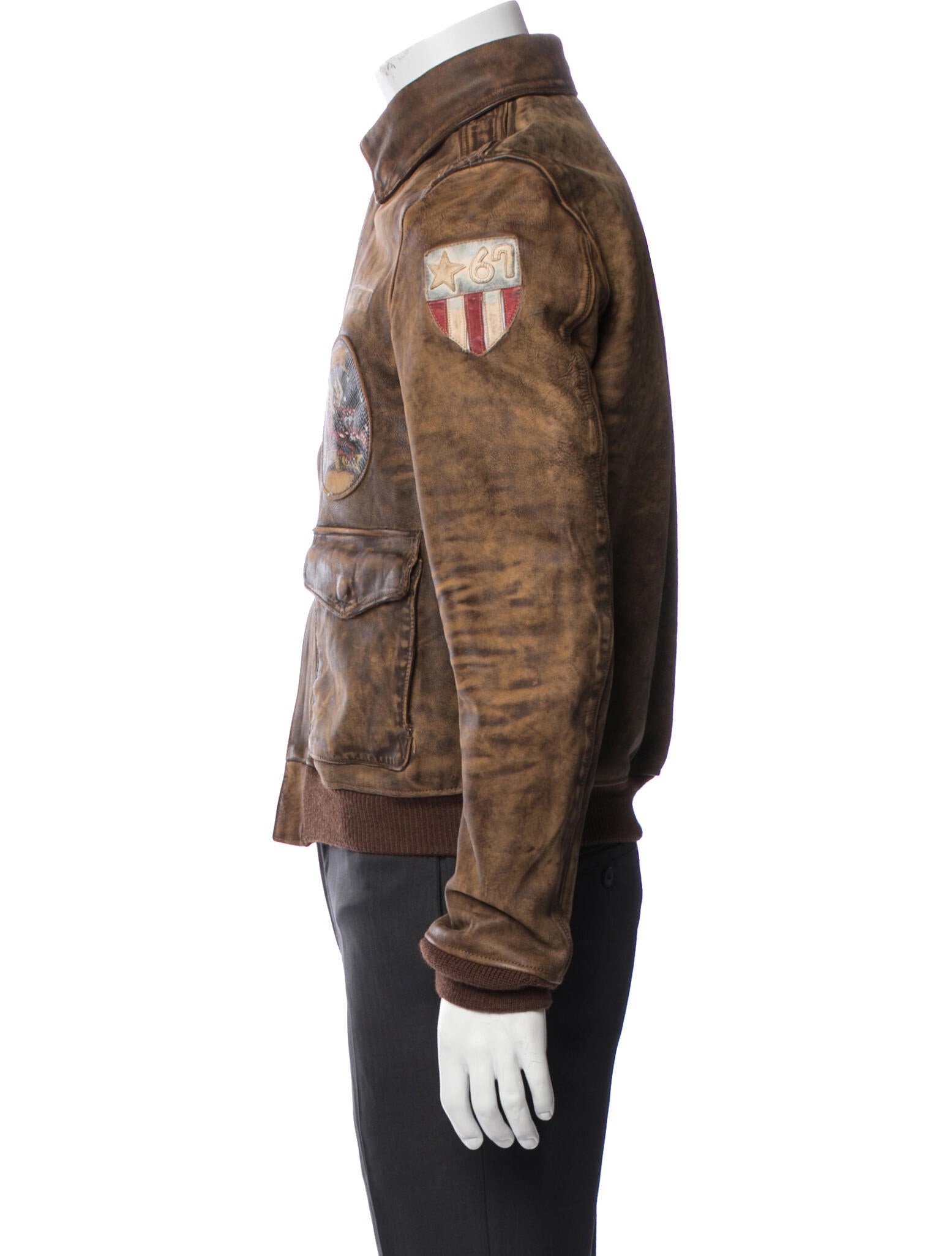 Polo Ralph Lauren Leather Graphic Print Utility Jacket