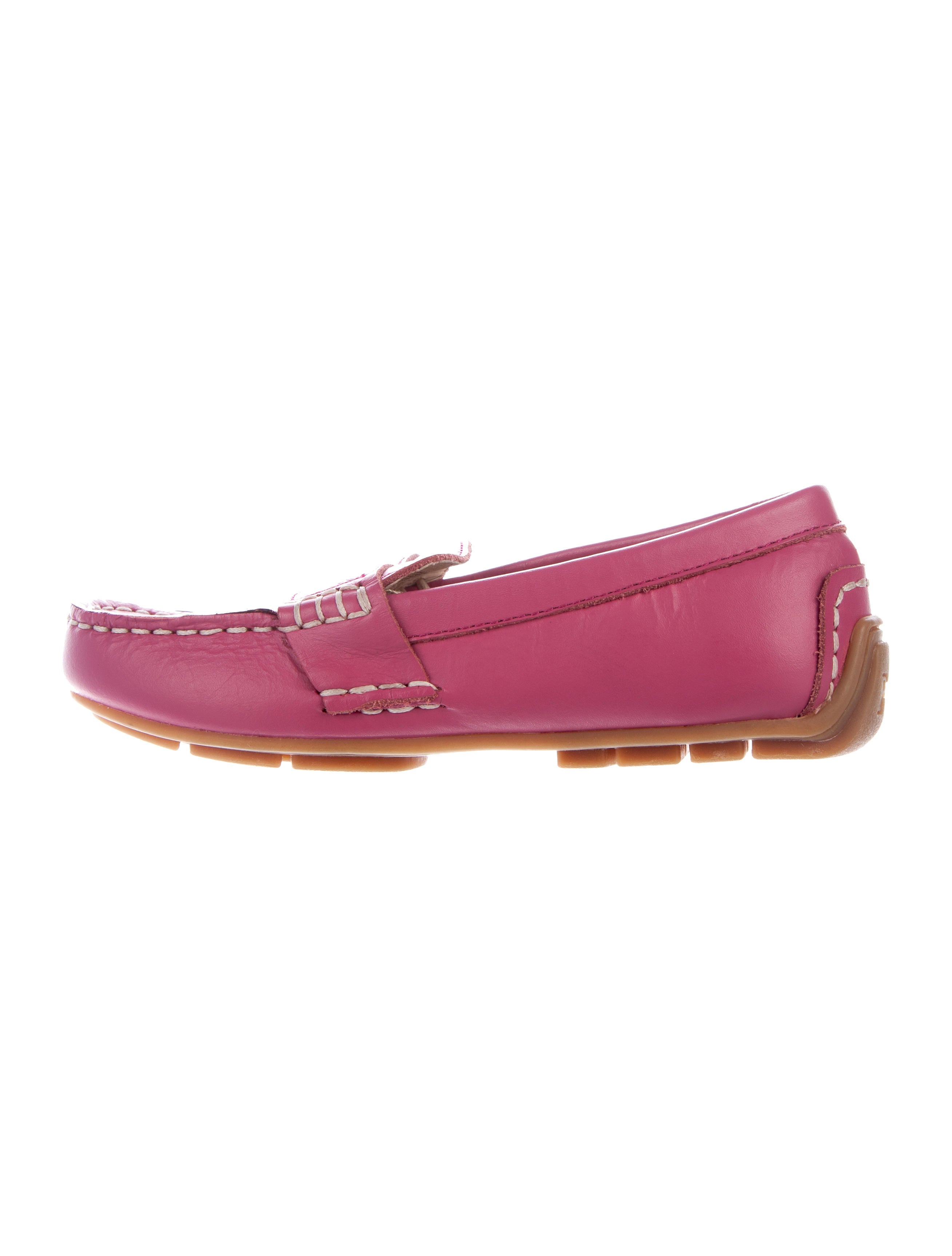 Polo Ralph Lauren Girls' Leather Penny Loafers Pink Sizes 716, Girls