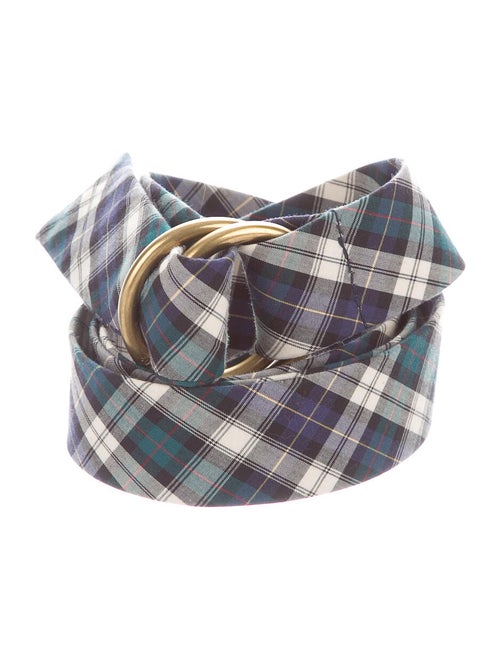 Polo Ralph Lauren Brass Buckle Plaid Belt navy
