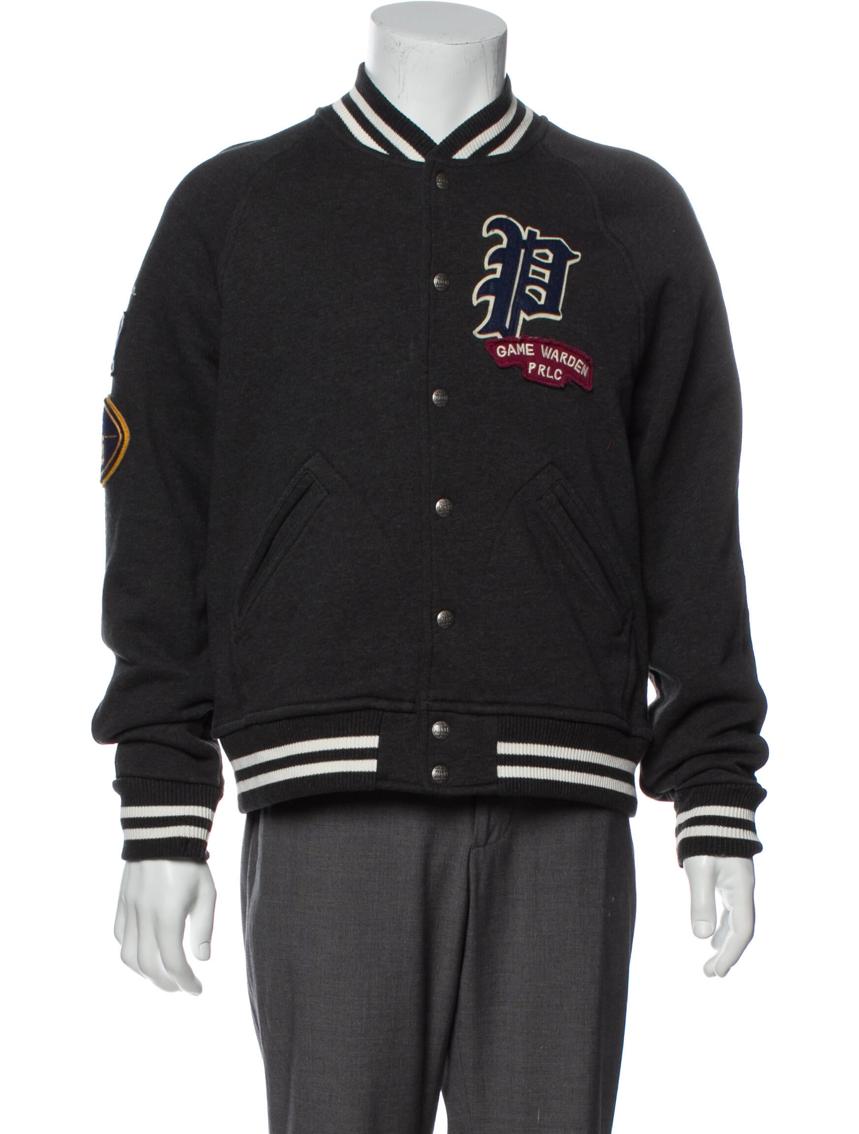 Polo Ralph Lauren Graphic Print Varsity Jacket - Grey Outerwear 