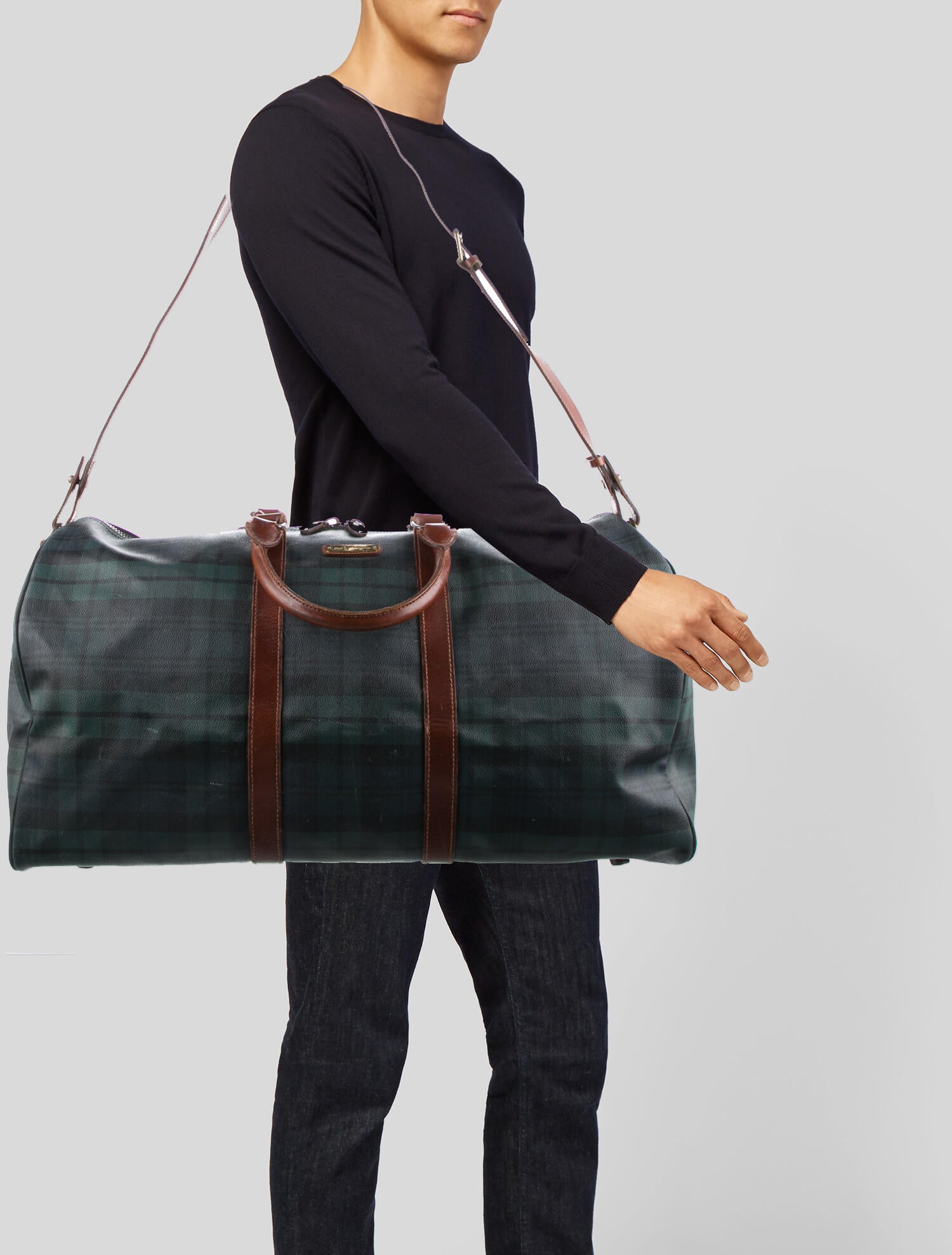Polo Ralph Lauren Leather Plaid Weekender Green Weekenders, Bags