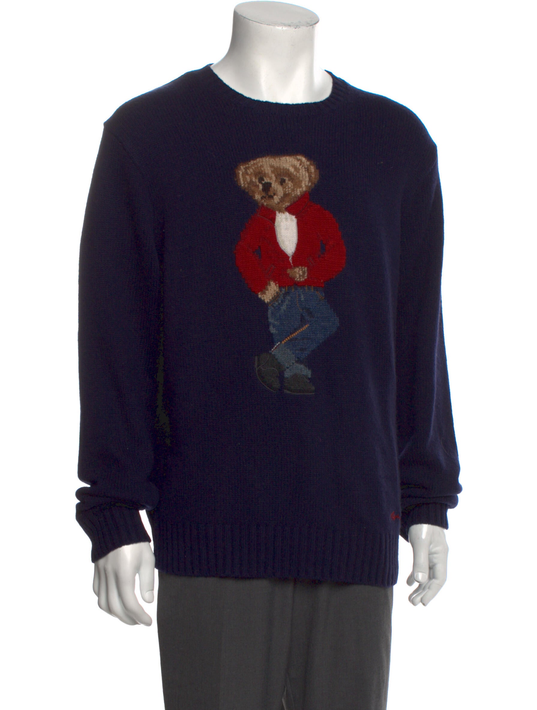 Polo Ralph Lauren Polo Bear Graphic Print Pullover - Blue Sweaters