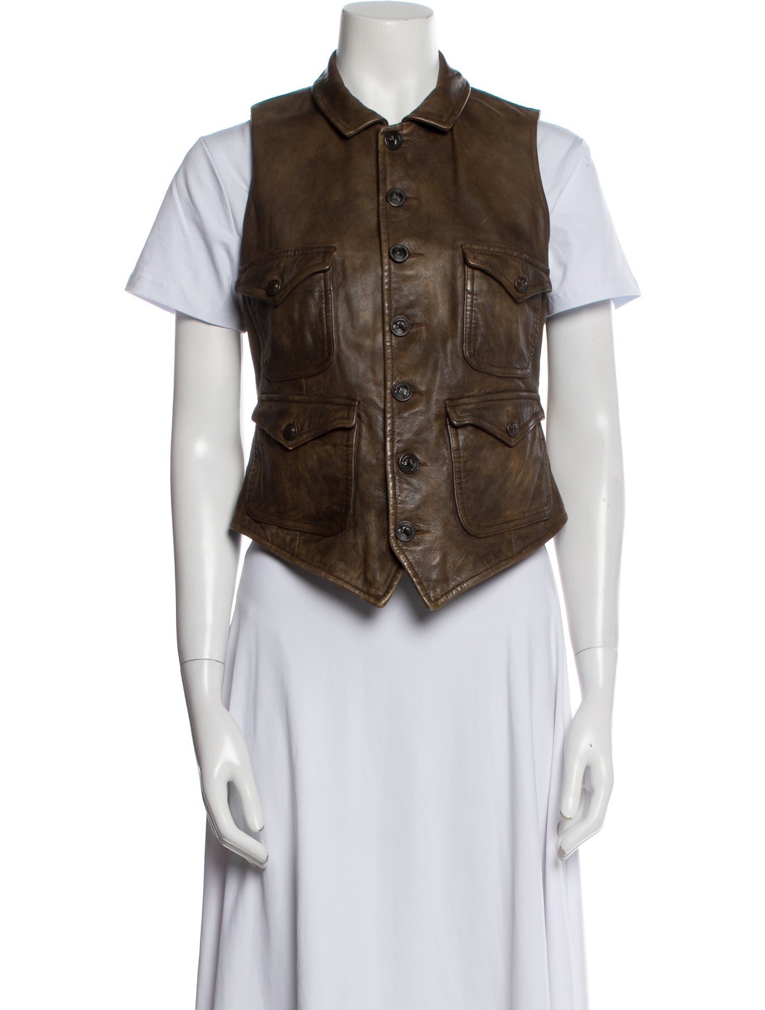 Polo Ralph Lauren Leather Vest Brown Jackets, Clothing WPRLN76583