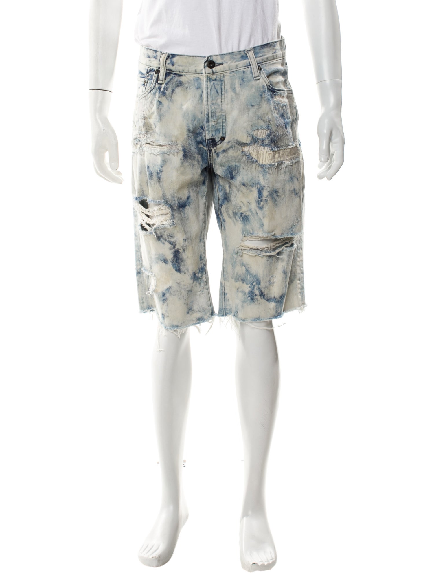PRPS Tie-Dye Print Denim Shorts