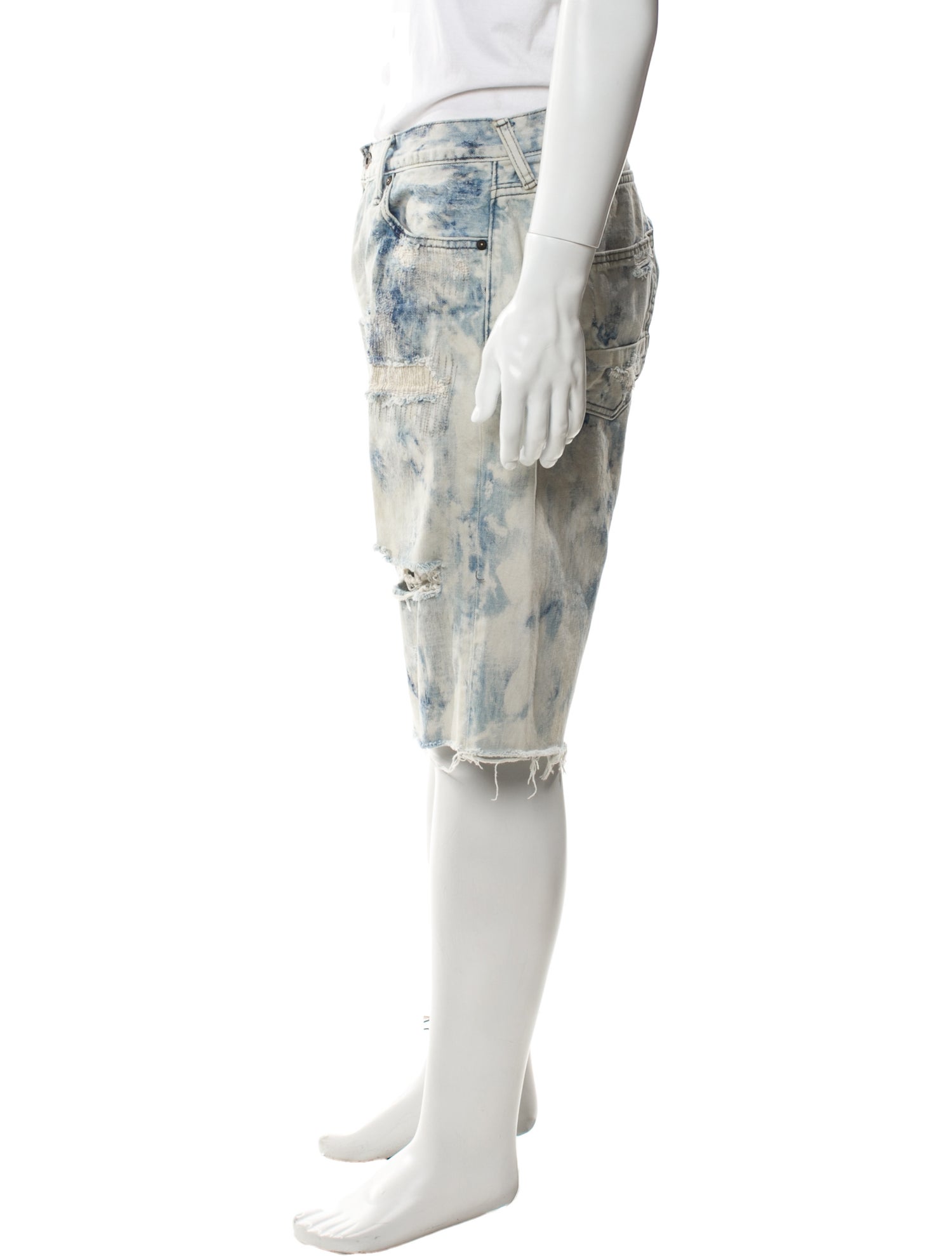 PRPS Tie-Dye Print Denim Shorts