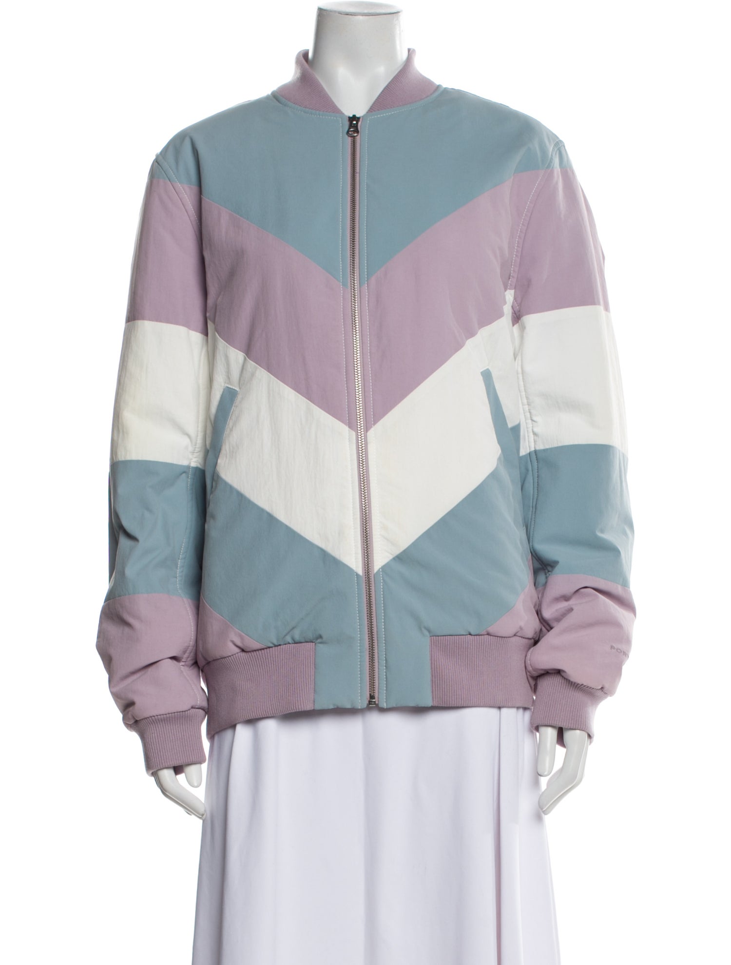 Ports V Colorblock Pattern Bomber Jacket