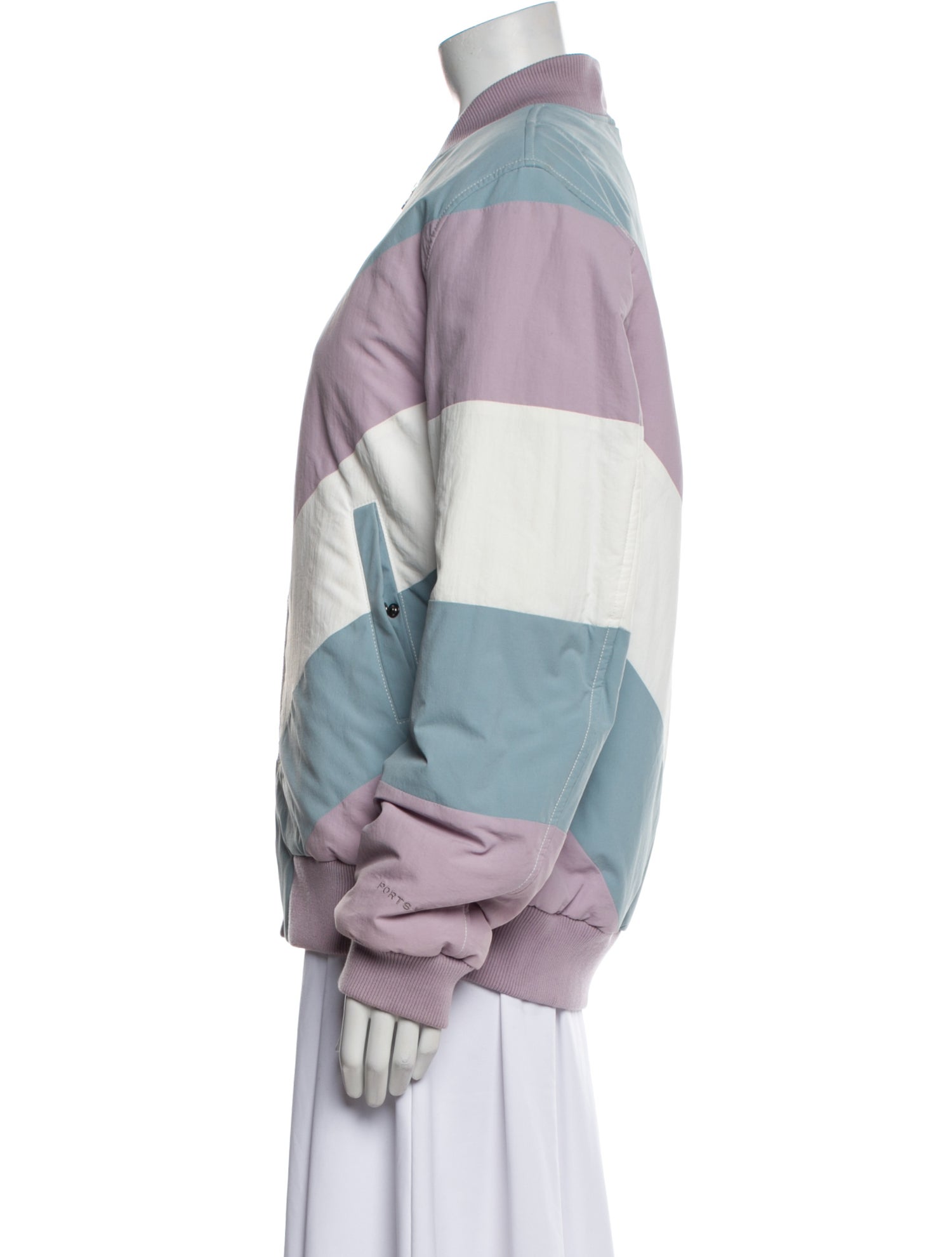 Ports V Colorblock Pattern Bomber Jacket