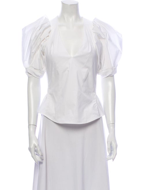 Petersyn V-Neck Short Sleeve Blouse White