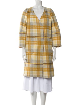 Privé Wool Plaid Print Coat