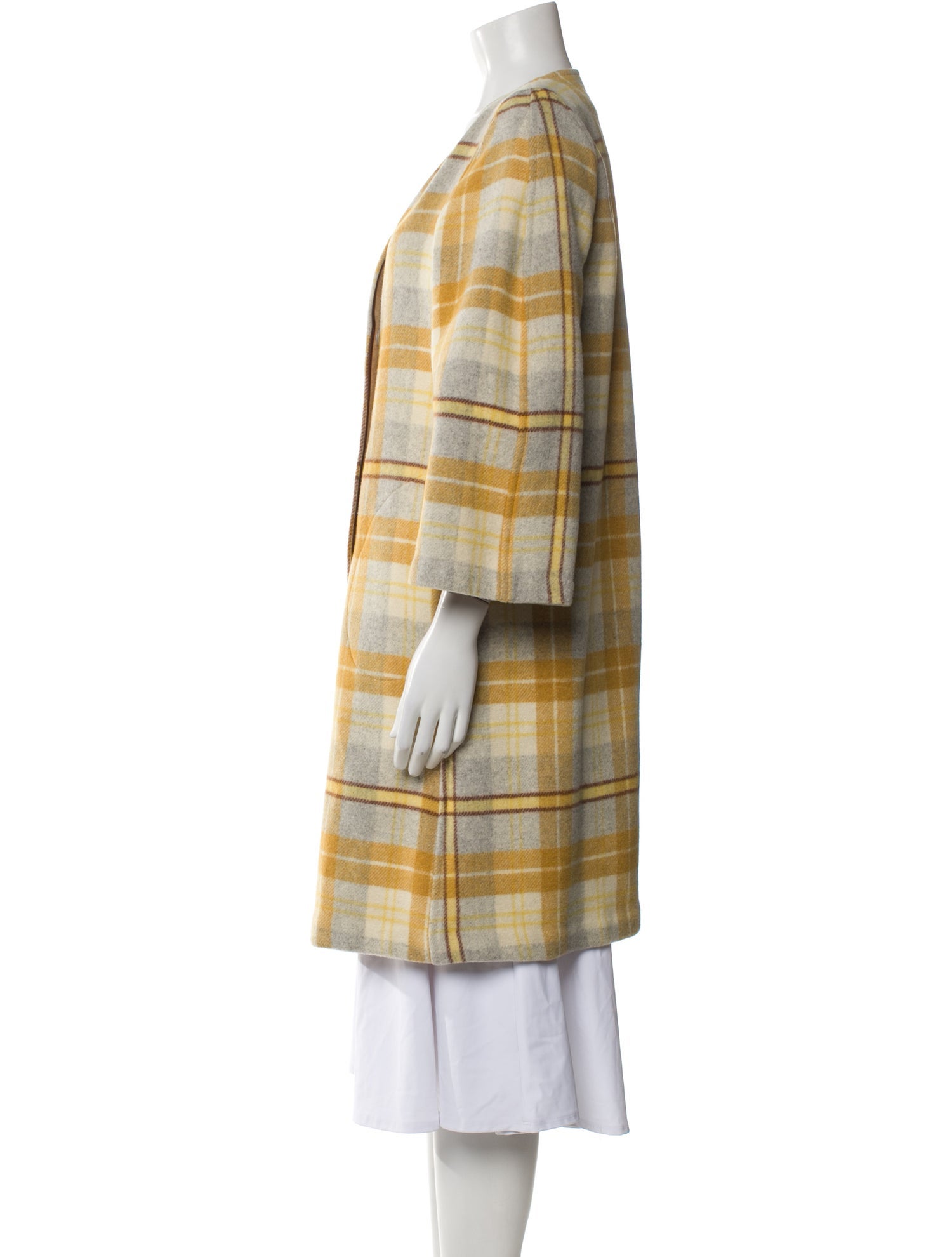 Privé Wool Plaid Print Coat