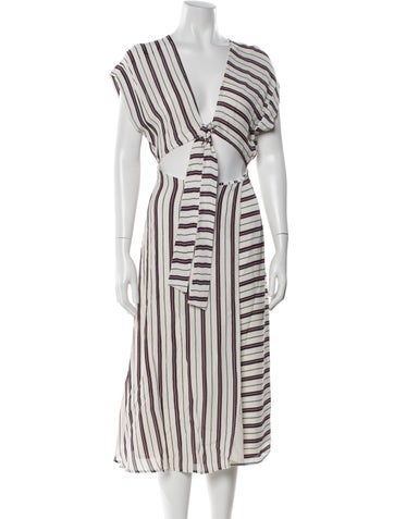 Pre-owned Privacy Please Striped Long Dress In Neutral