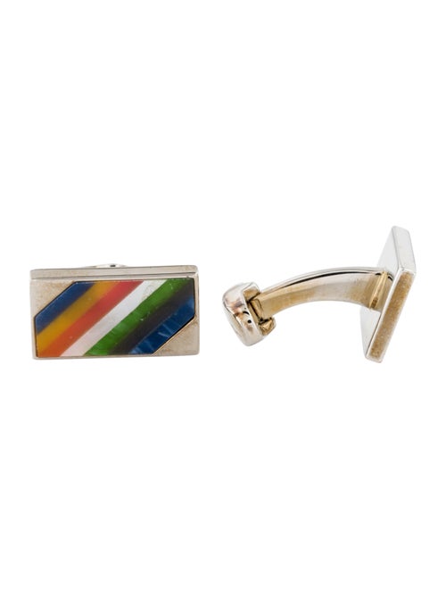 Paul Smith Rainbow Stripe Cufflinks silver