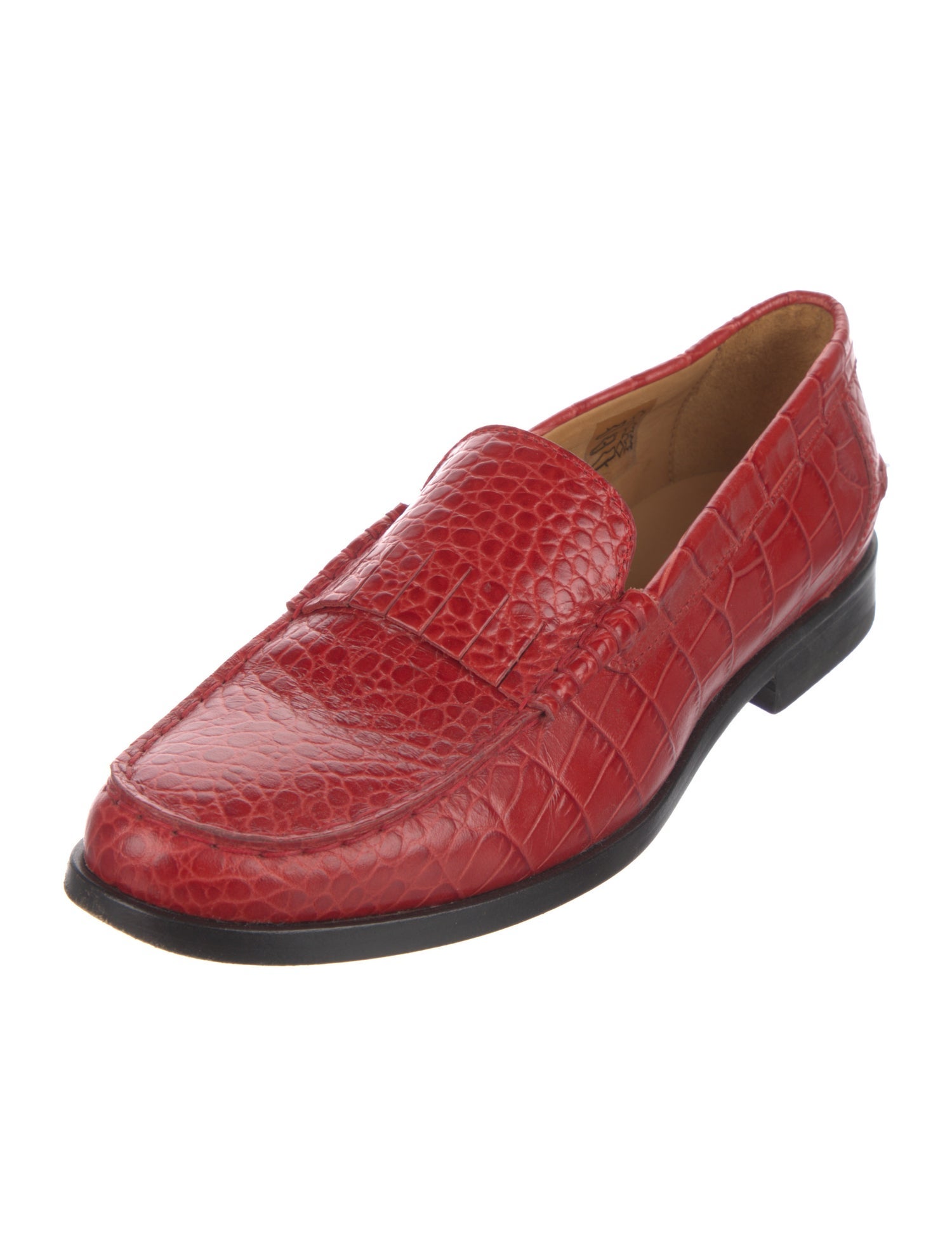 Paul Smith Leather Animal Print Loafers Red Flats, Shoes WPS51379