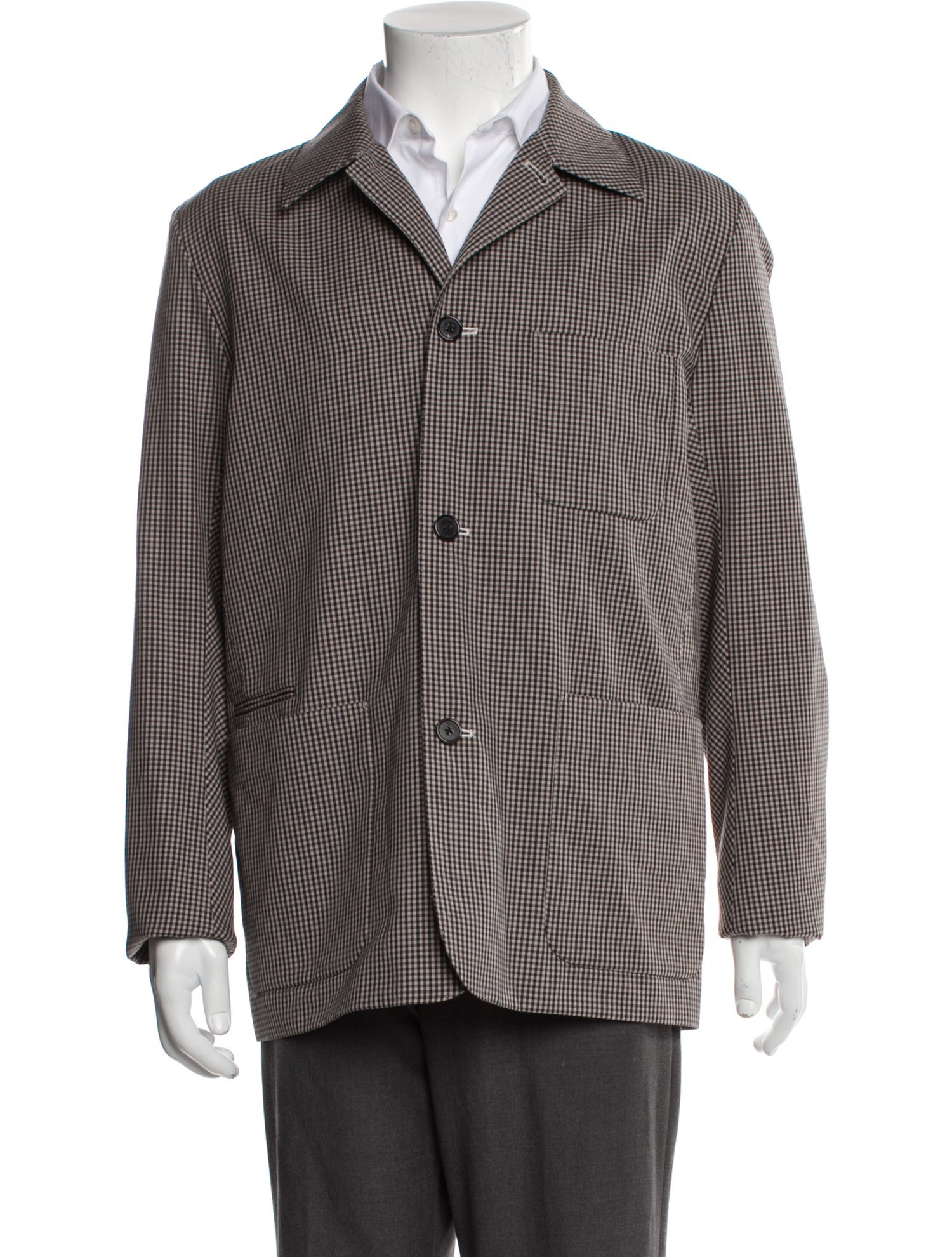 Paul Smith Wool Plaid Print Peacoat