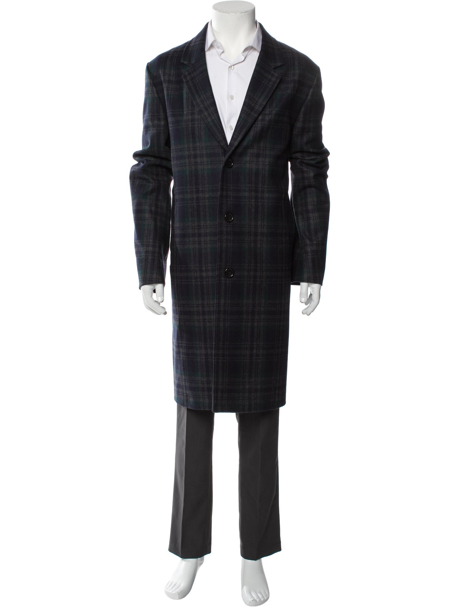 Paul Smith Wool Plaid Print Overcoat